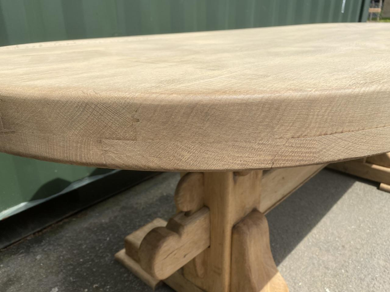 Large French Bleached Oak Farmhouse Dining Table  For Sale 12