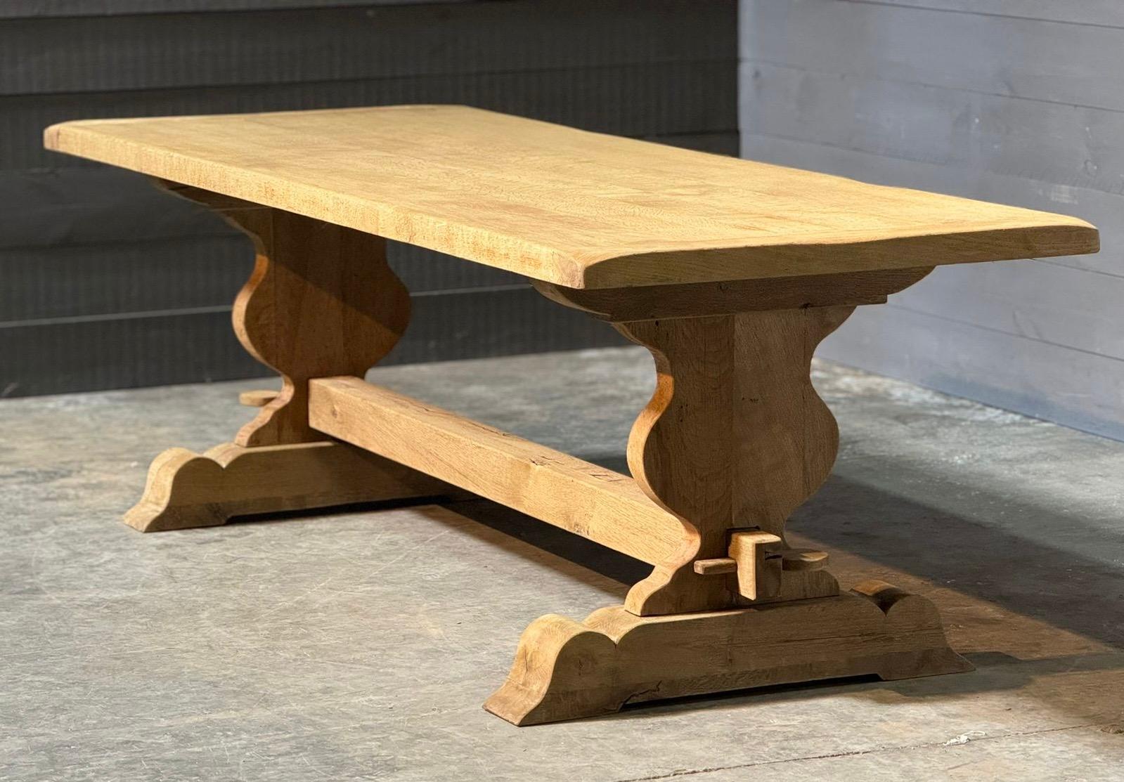 Large French Bleached Oak Farmhouse Dining Table For Sale 13