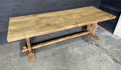 Large French Bleached Oak Farmhouse Dining Table
