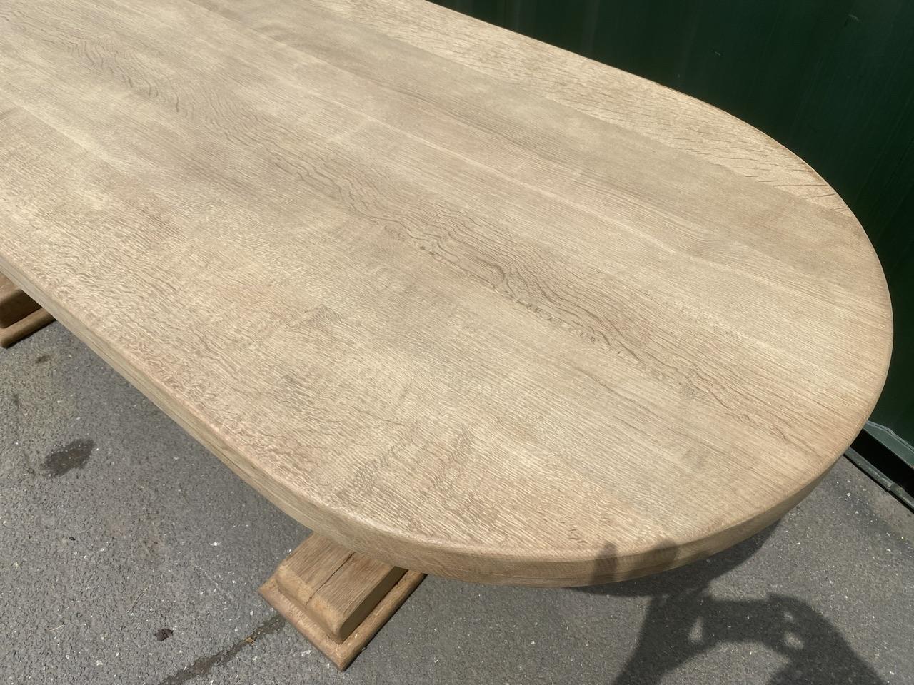 Large French Bleached Oak Farmhouse Dining Table  For Sale 2