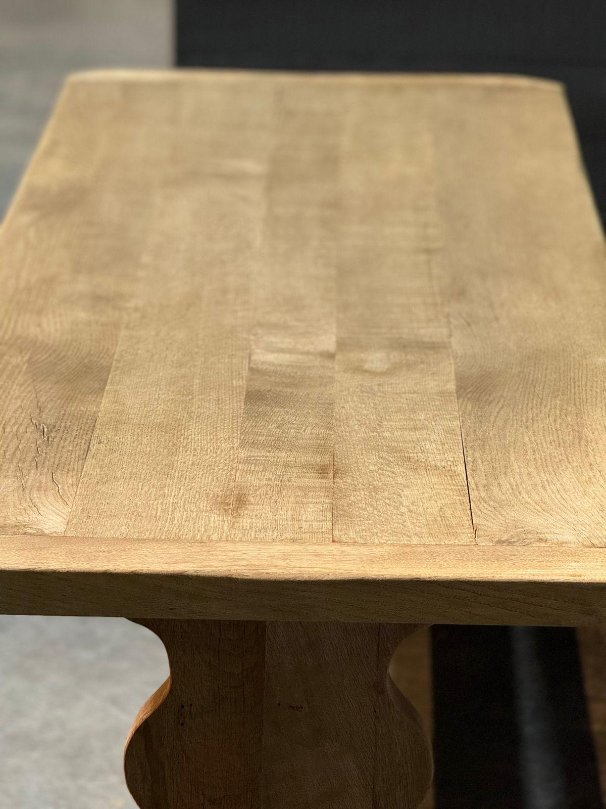 Large French Bleached Oak Farmhouse Dining Table For Sale 2