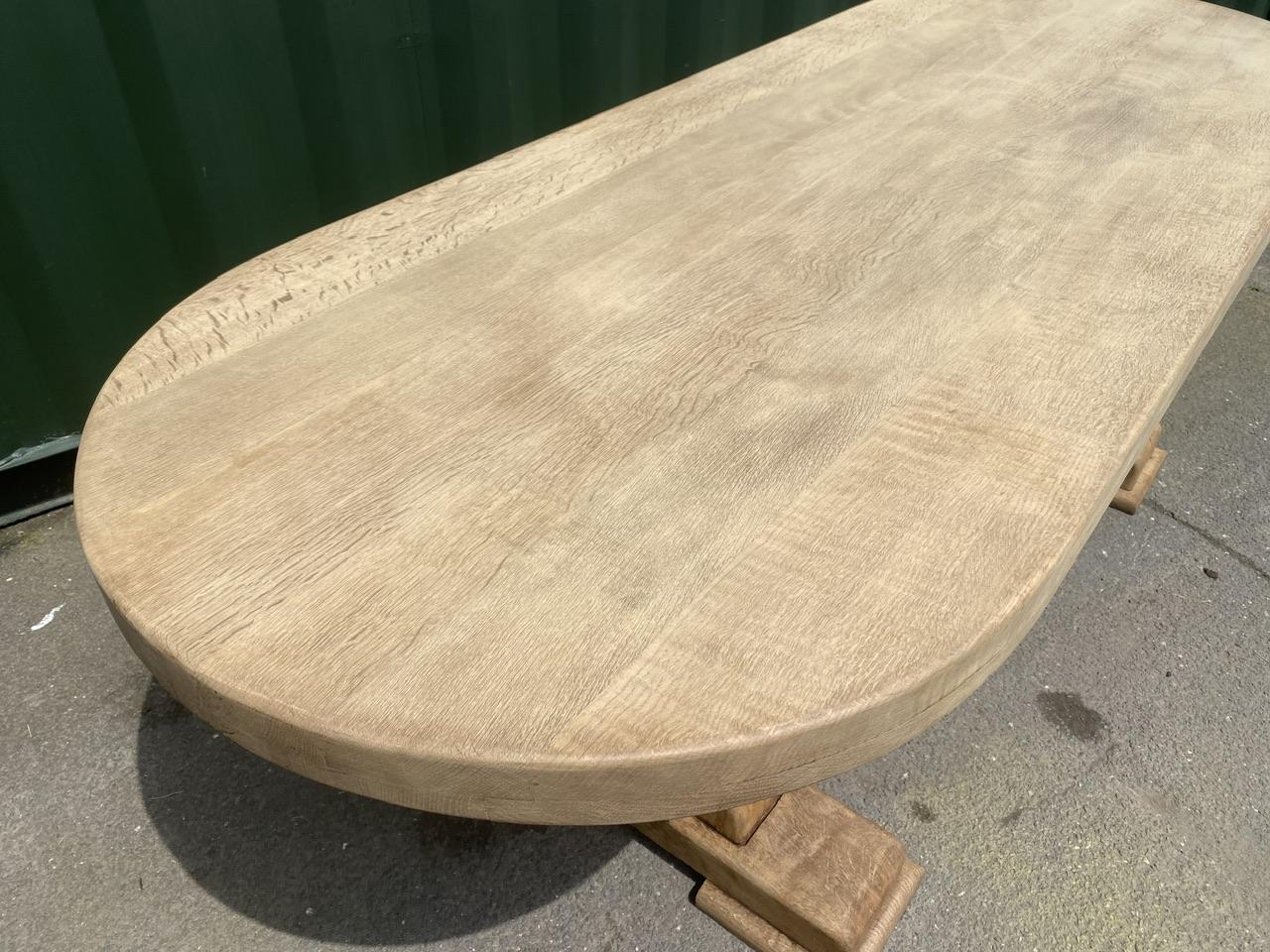 Large French Bleached Oak Farmhouse Dining Table  For Sale 3