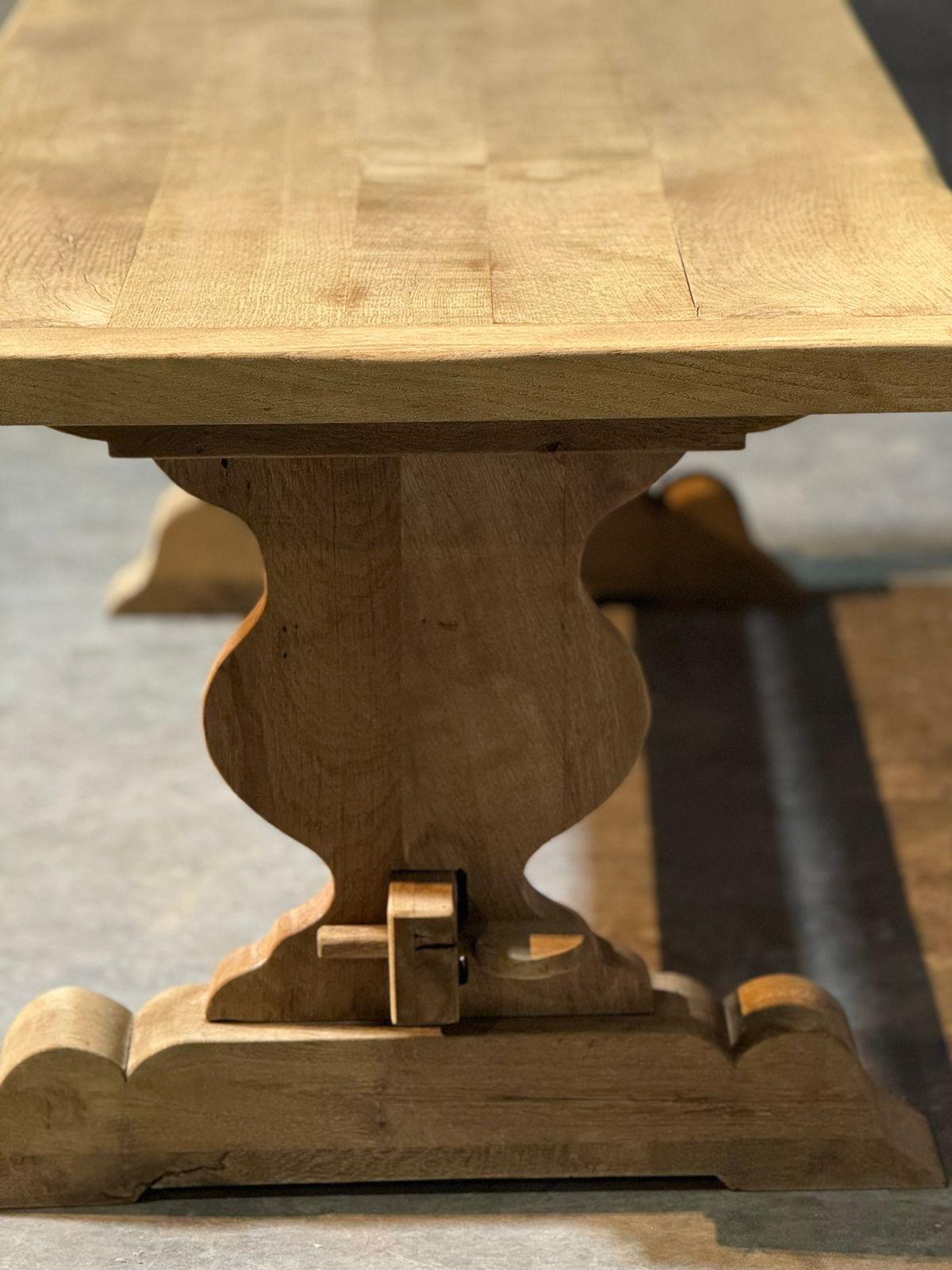Large French Bleached Oak Farmhouse Dining Table For Sale 3
