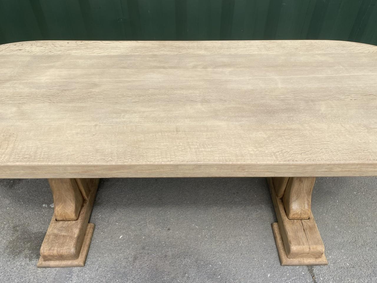 Large French Bleached Oak Farmhouse Dining Table  For Sale 4