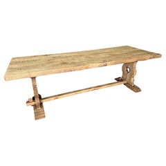Large French Bleached Oak Farmhouse Dining Table