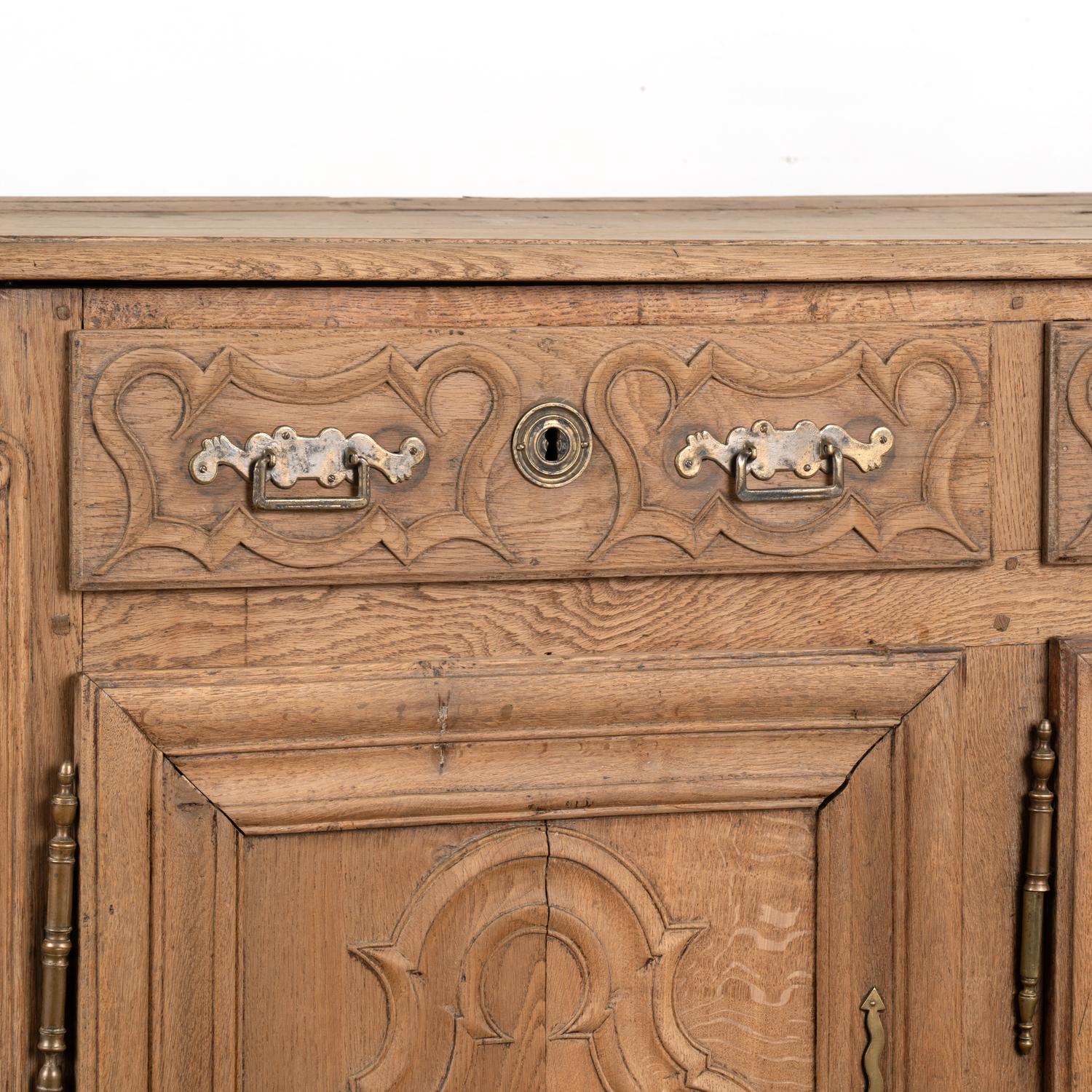 Large French Bleached Oak Sideboard Buffet, circa 1800's For Sale 4