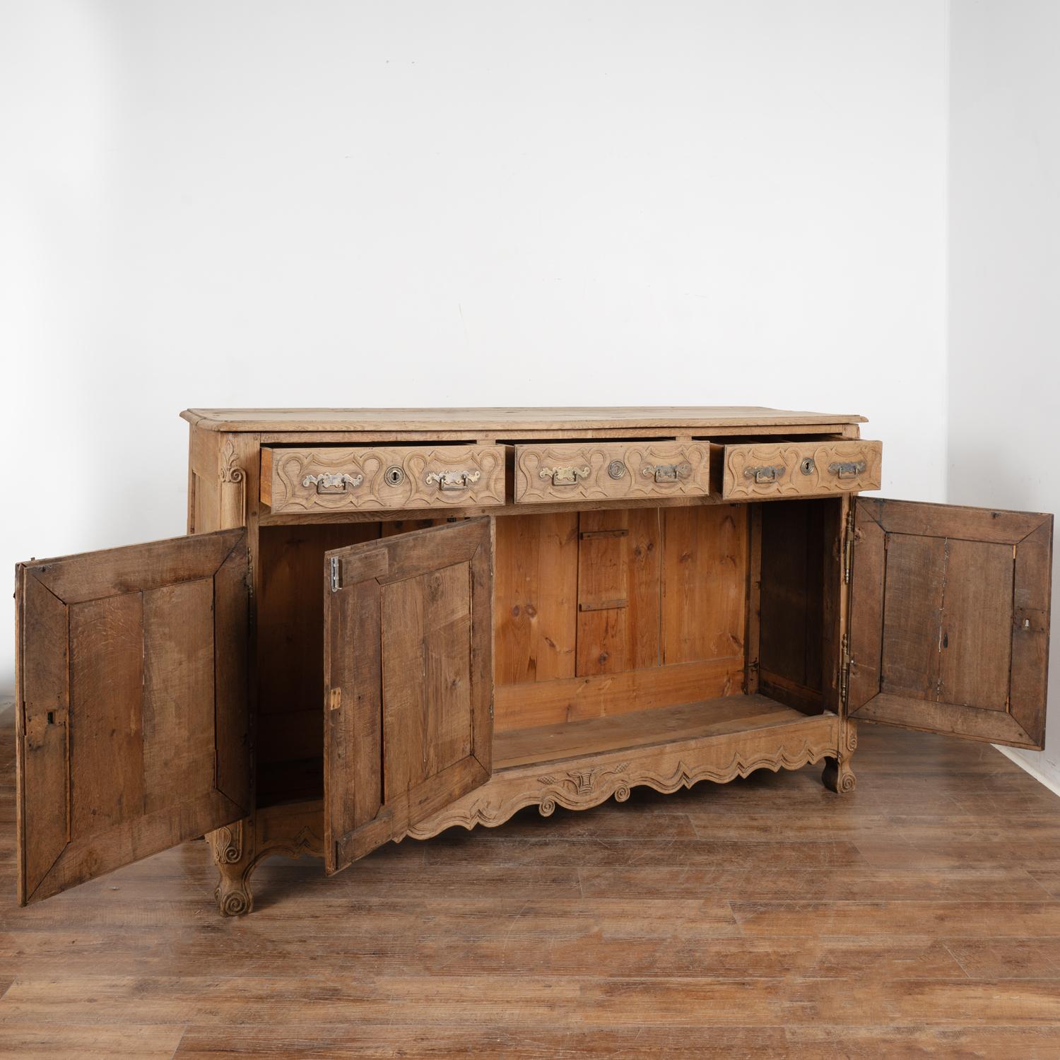 Country Large French Bleached Oak Sideboard Buffet, circa 1800's For Sale