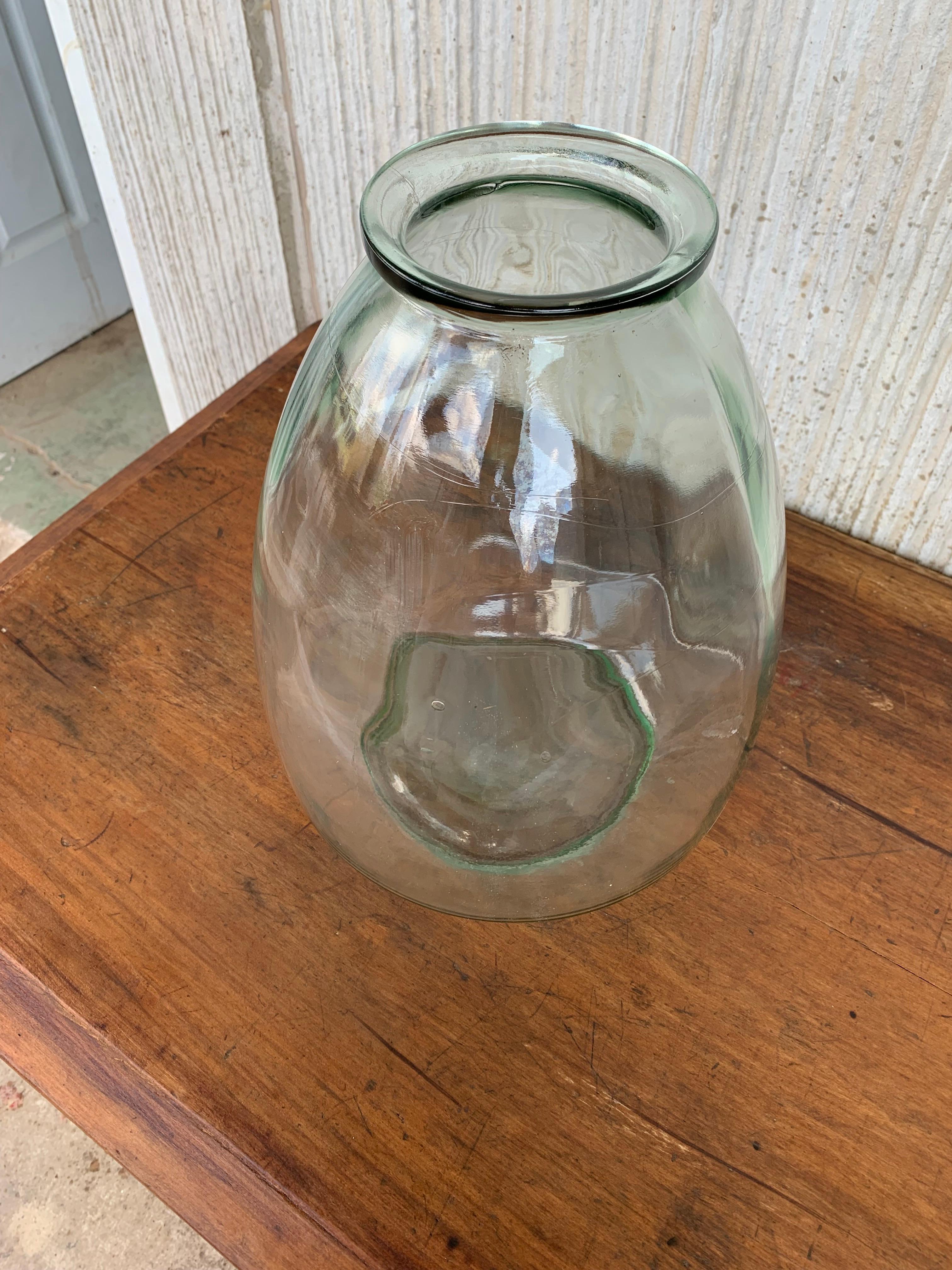 Large French Blown Clear Glass Demijohn Bottle In Good Condition For Sale In Miami, FL