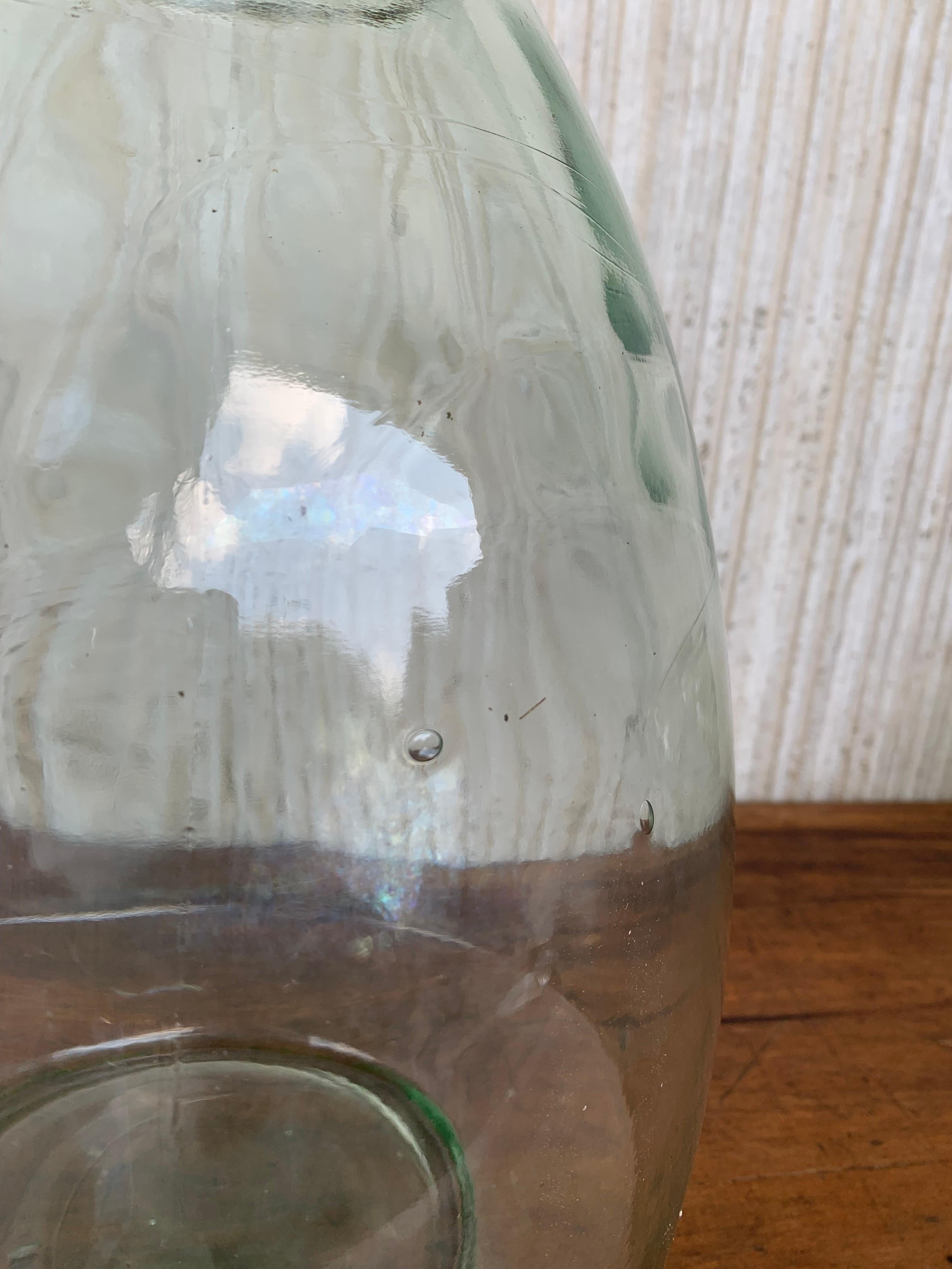 Large French Blown Clear Glass Demijohn Bottle For Sale 1