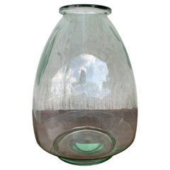Large French Blown Clear Glass Demijohn Bottle