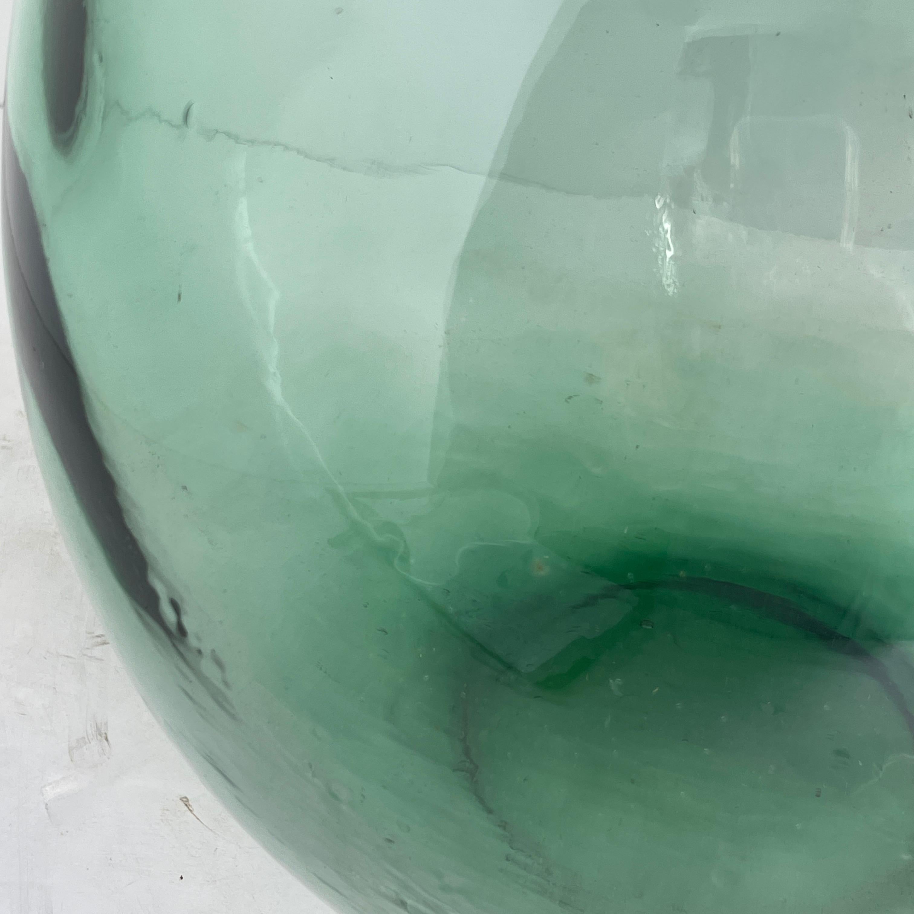Blown Glass Large French Blown Green Glass Demijohn Bottle