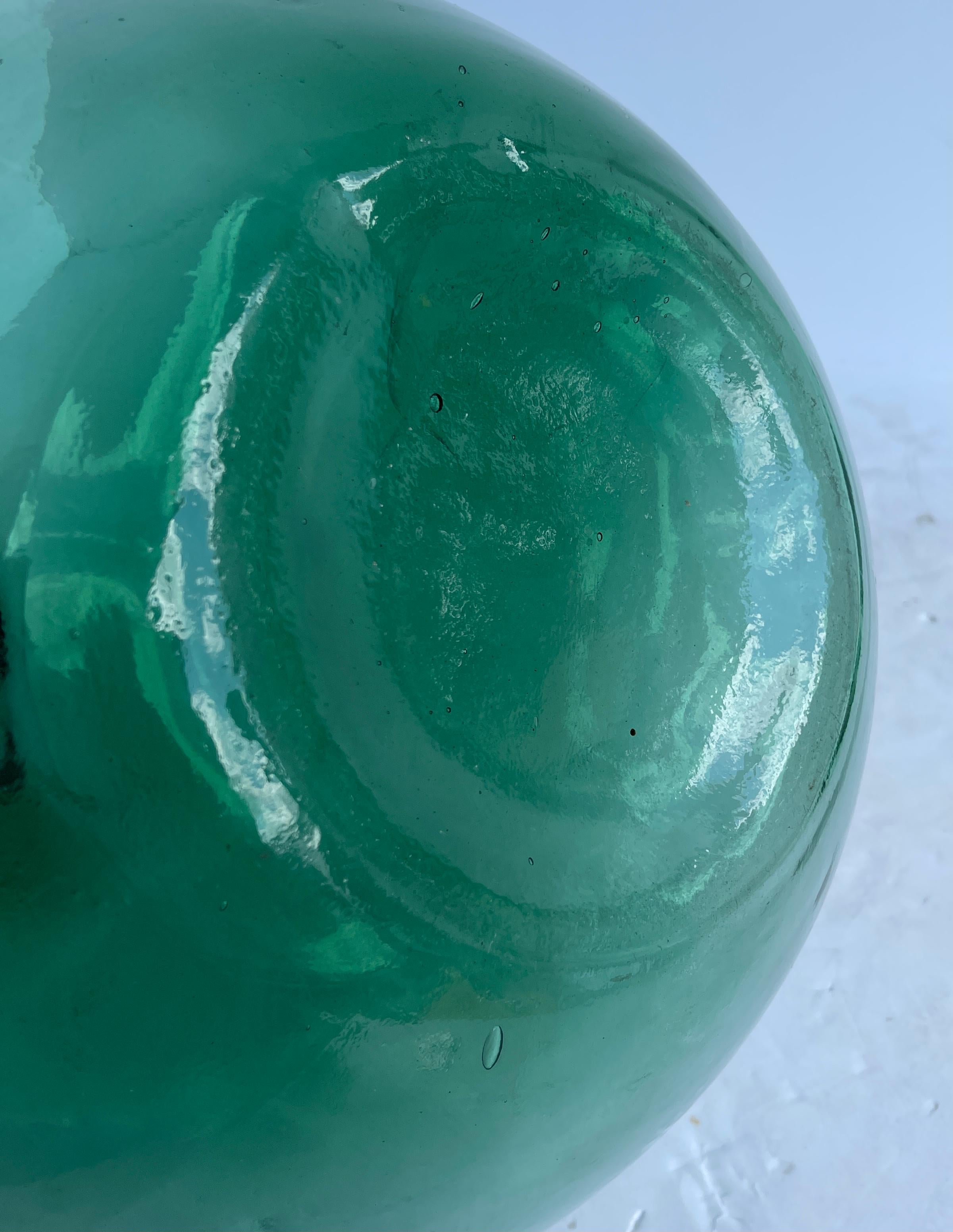 Large French Blown Green Glass Demijohn Bottle 3