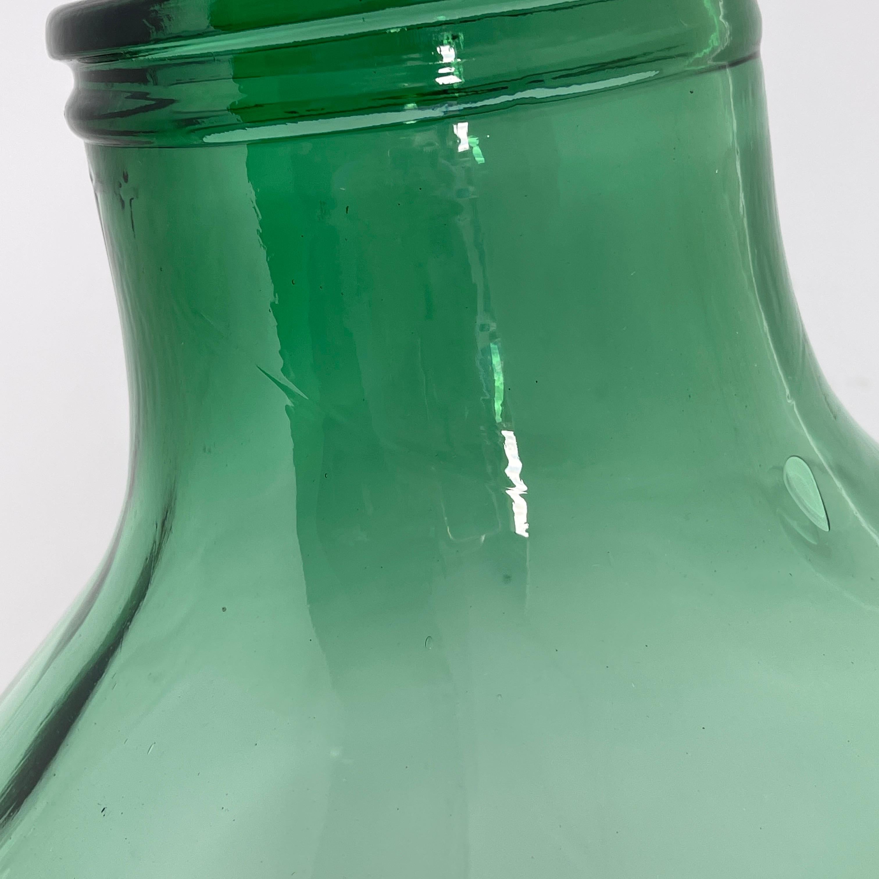 French Provincial Large French Blown Green Glass Demijohn Bottle