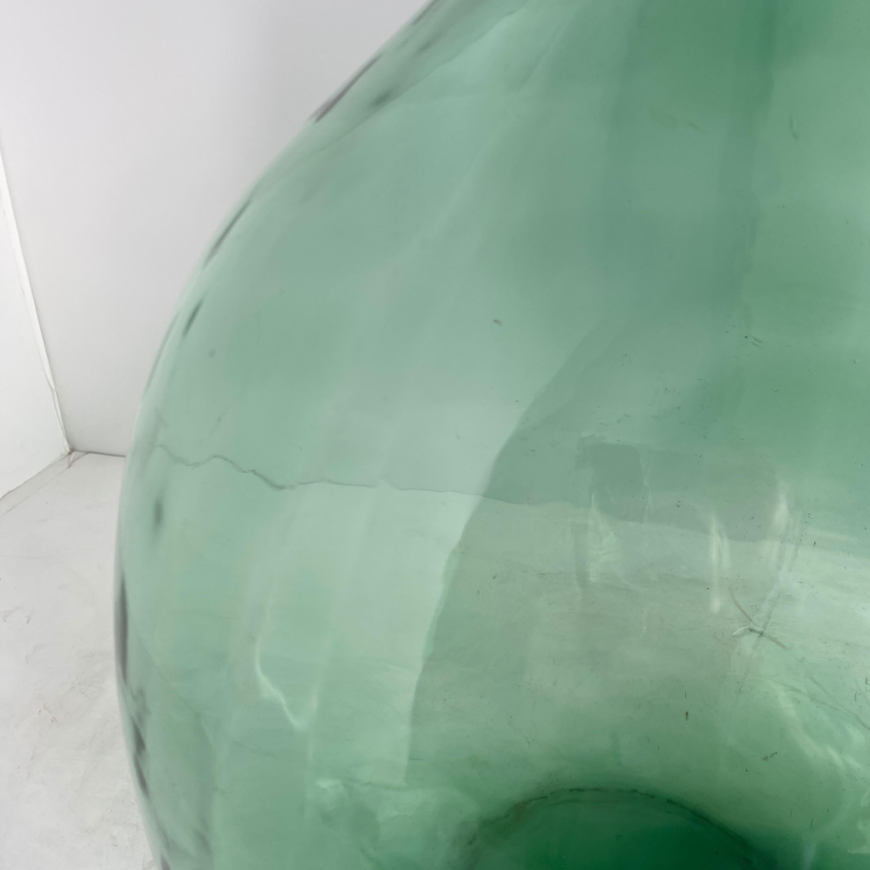 Large French Blown Green Glass Demijohn Bottle In Good Condition In Haddonfield, NJ