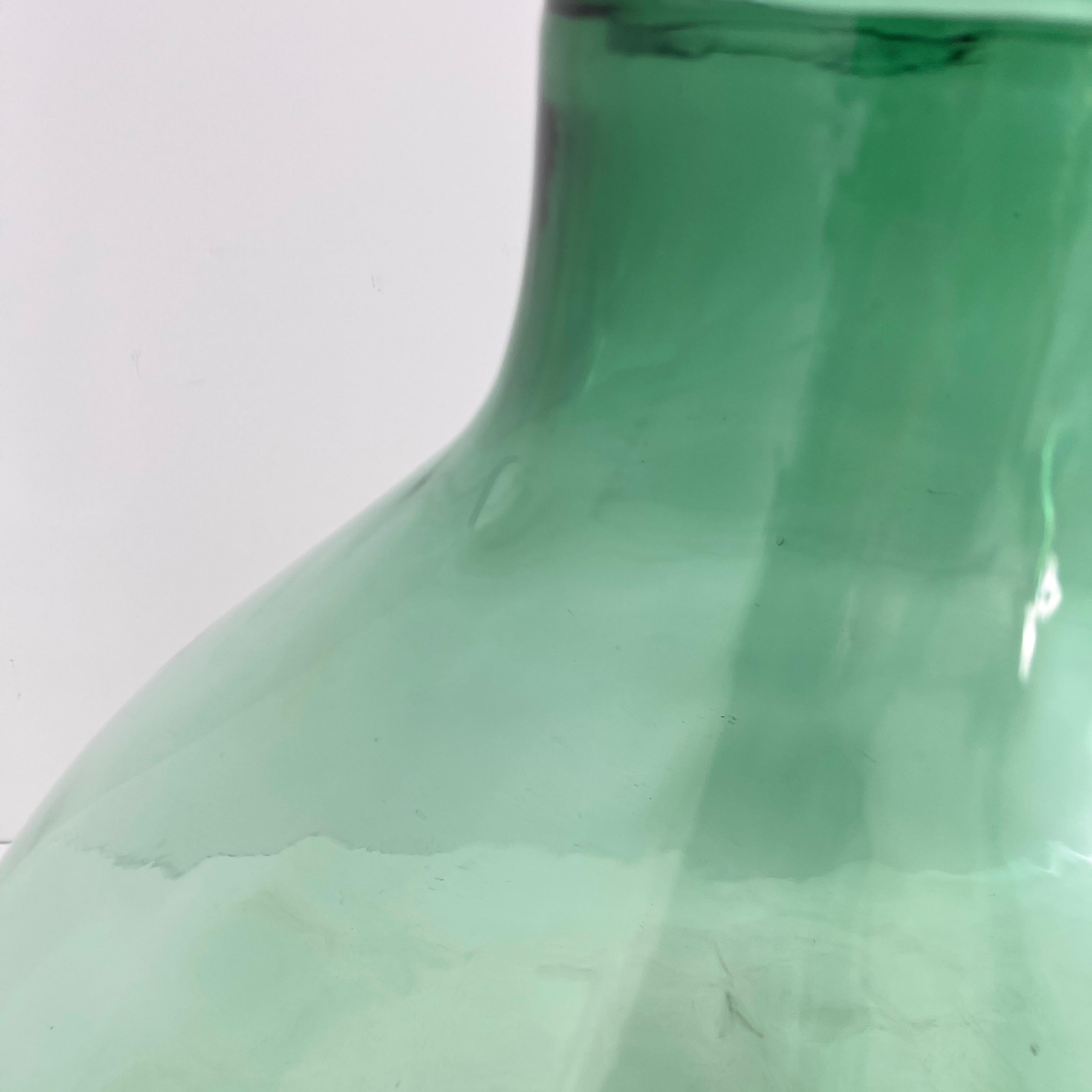 Late 19th Century Large French Blown Green Glass Demijohn Bottle