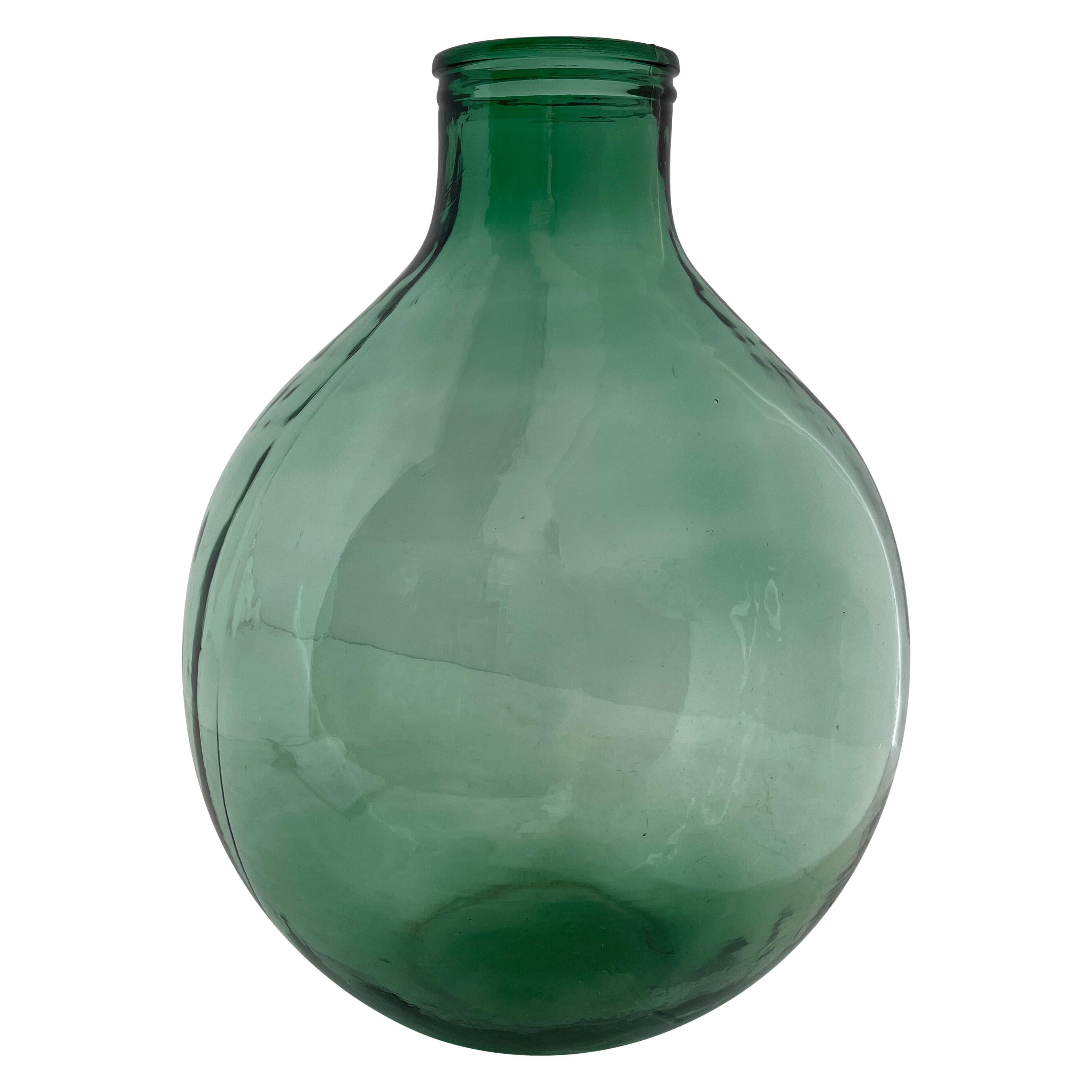 Large French Blown Green Glass Demijohn Bottle