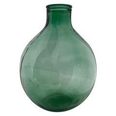 Antique Large French Blown Green Glass Demijohn Bottle