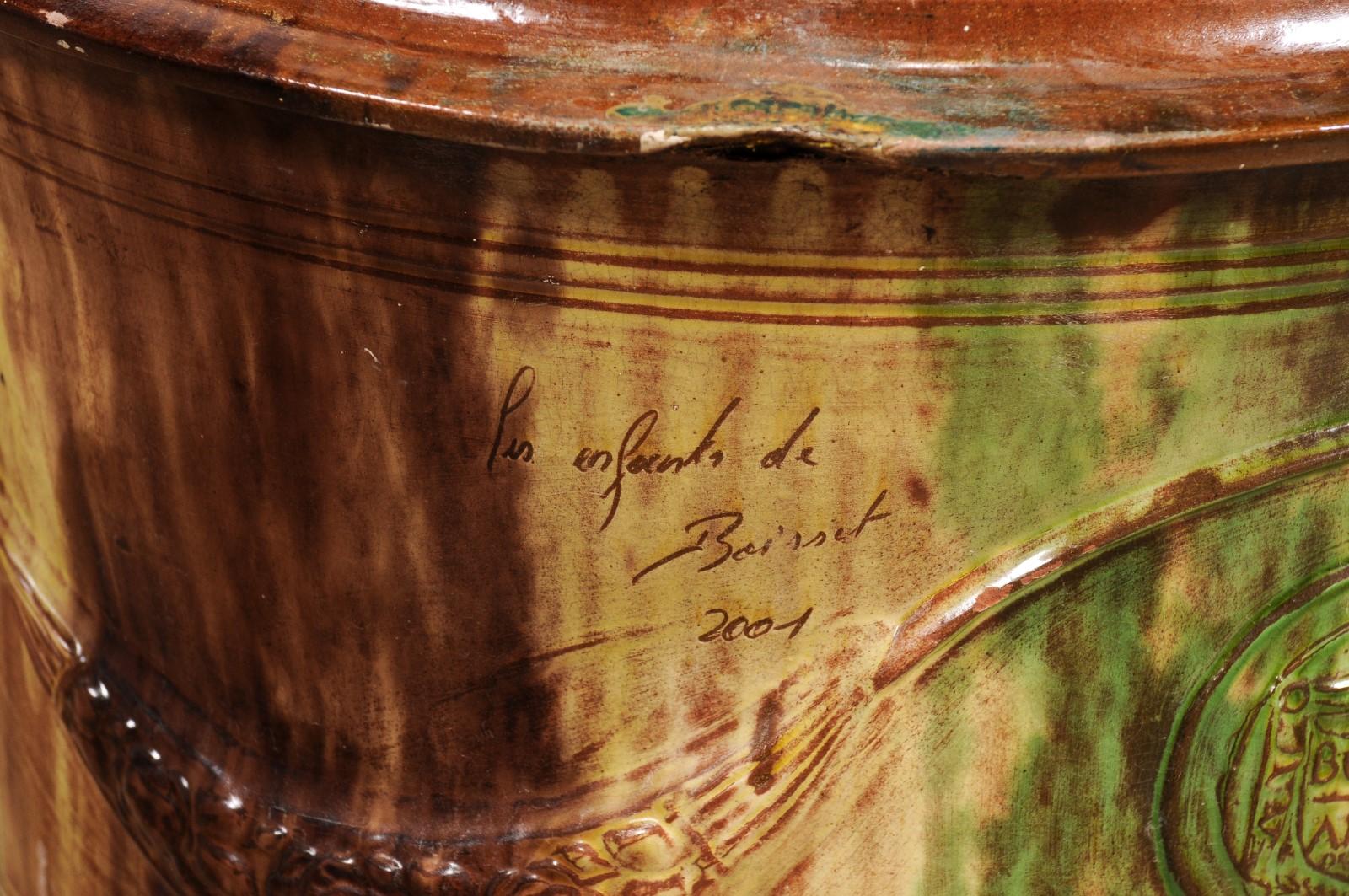 Grande jarre française de Boisset Anduze à glaçure brune et verte avec des guirlandes, 21e siècle en vente 5