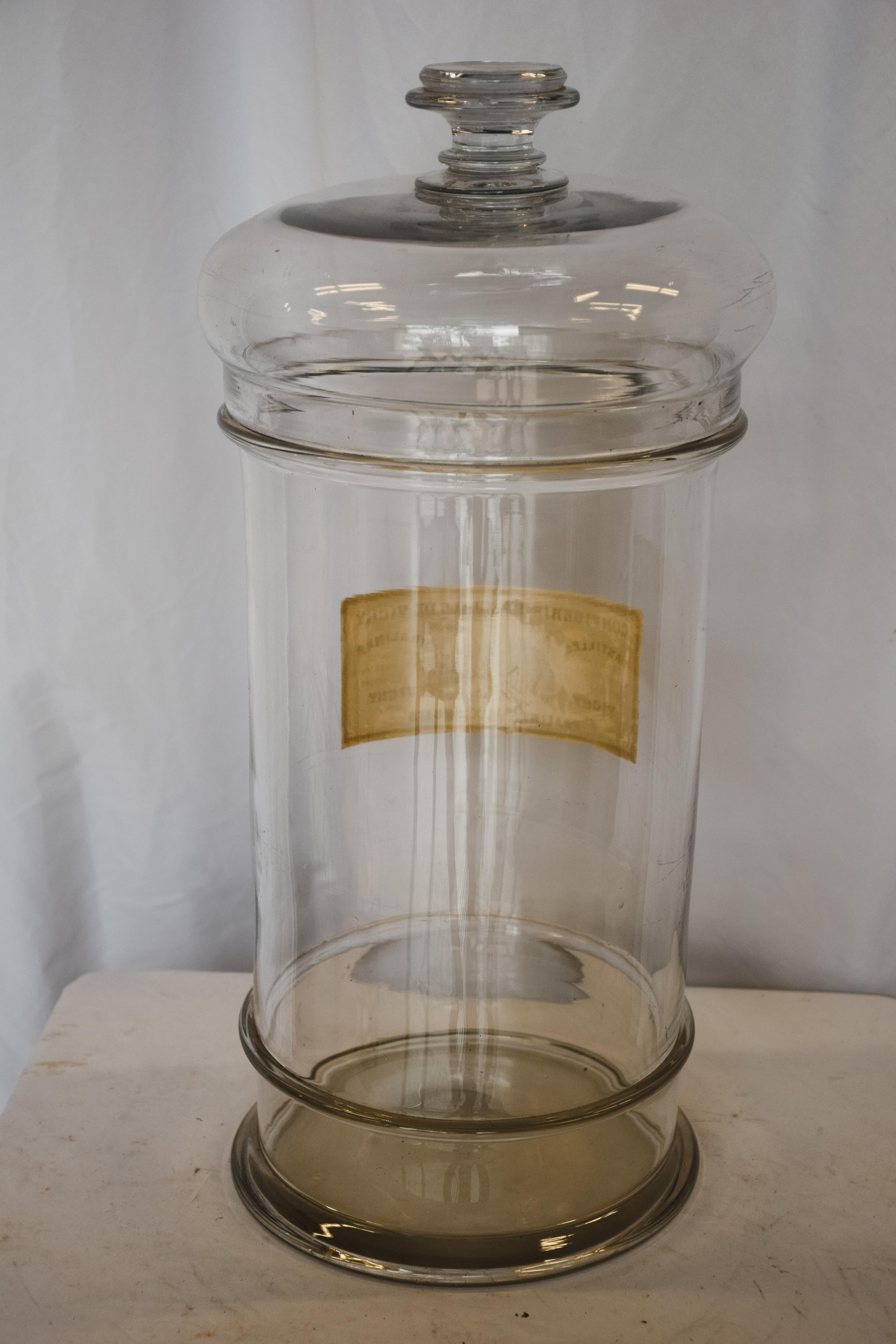 Large French Bon Bon Jar with Lid In Good Condition For Sale In Houston, TX