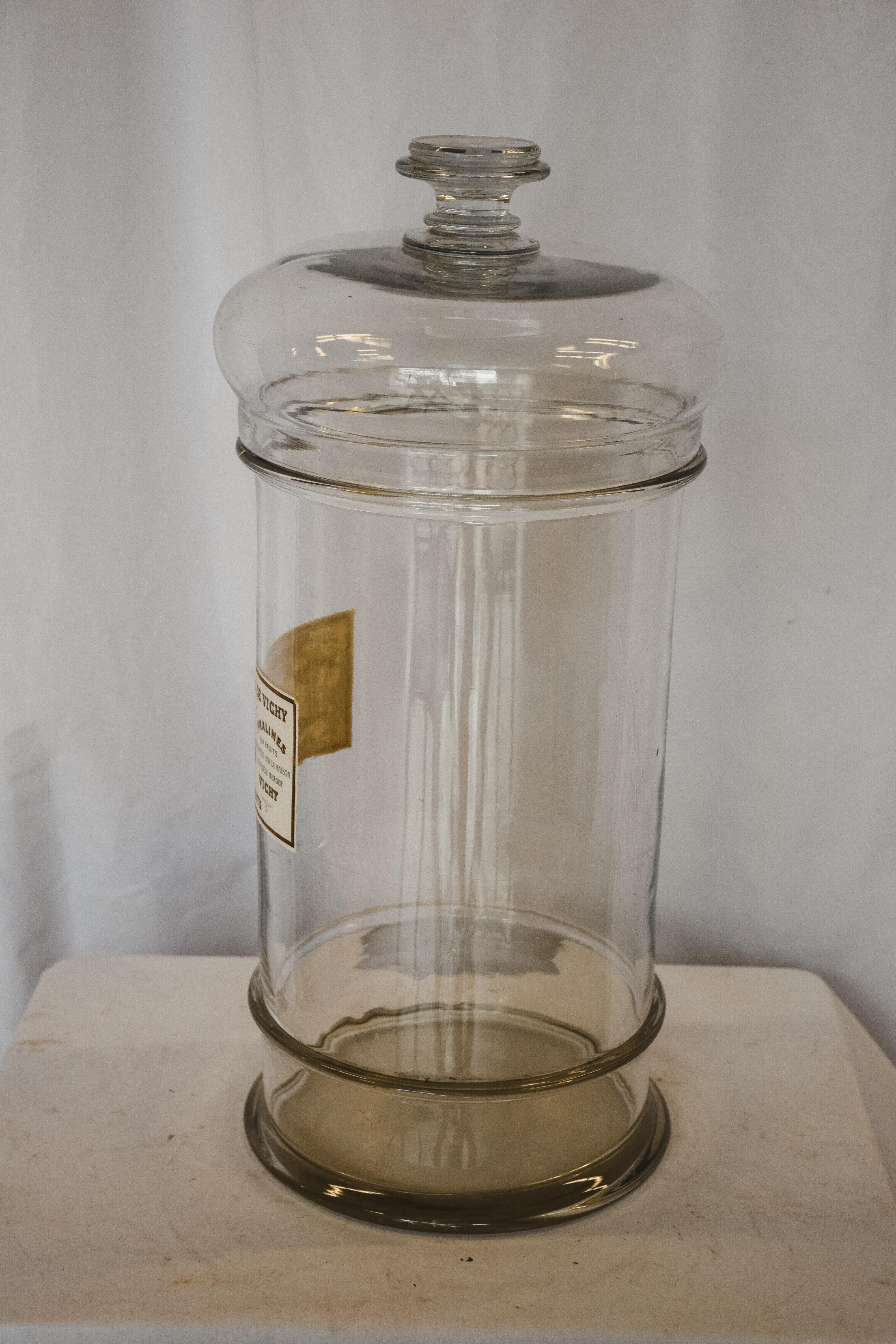 19th Century Large French Bon Bon Jar with Lid For Sale