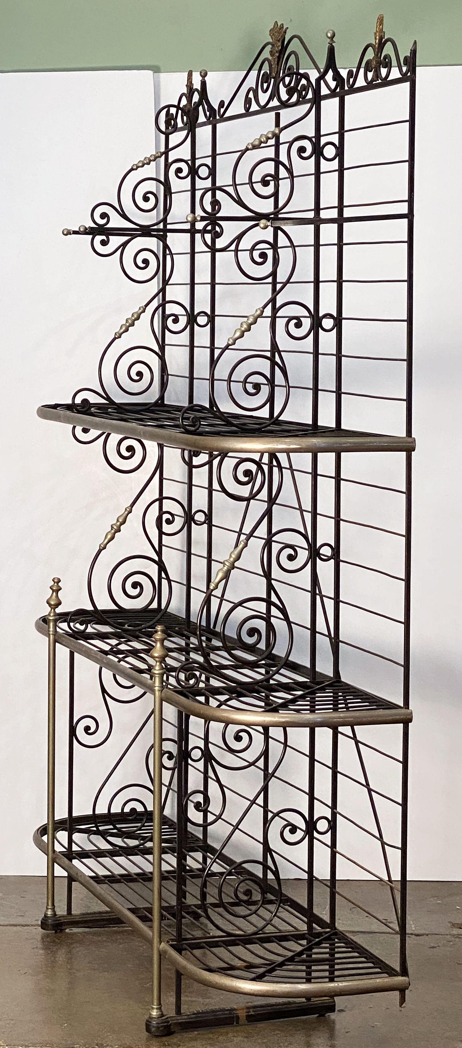 Large French Boulangerie or Baker's Rack of Wrought Iron, Brass, and Nickel 3