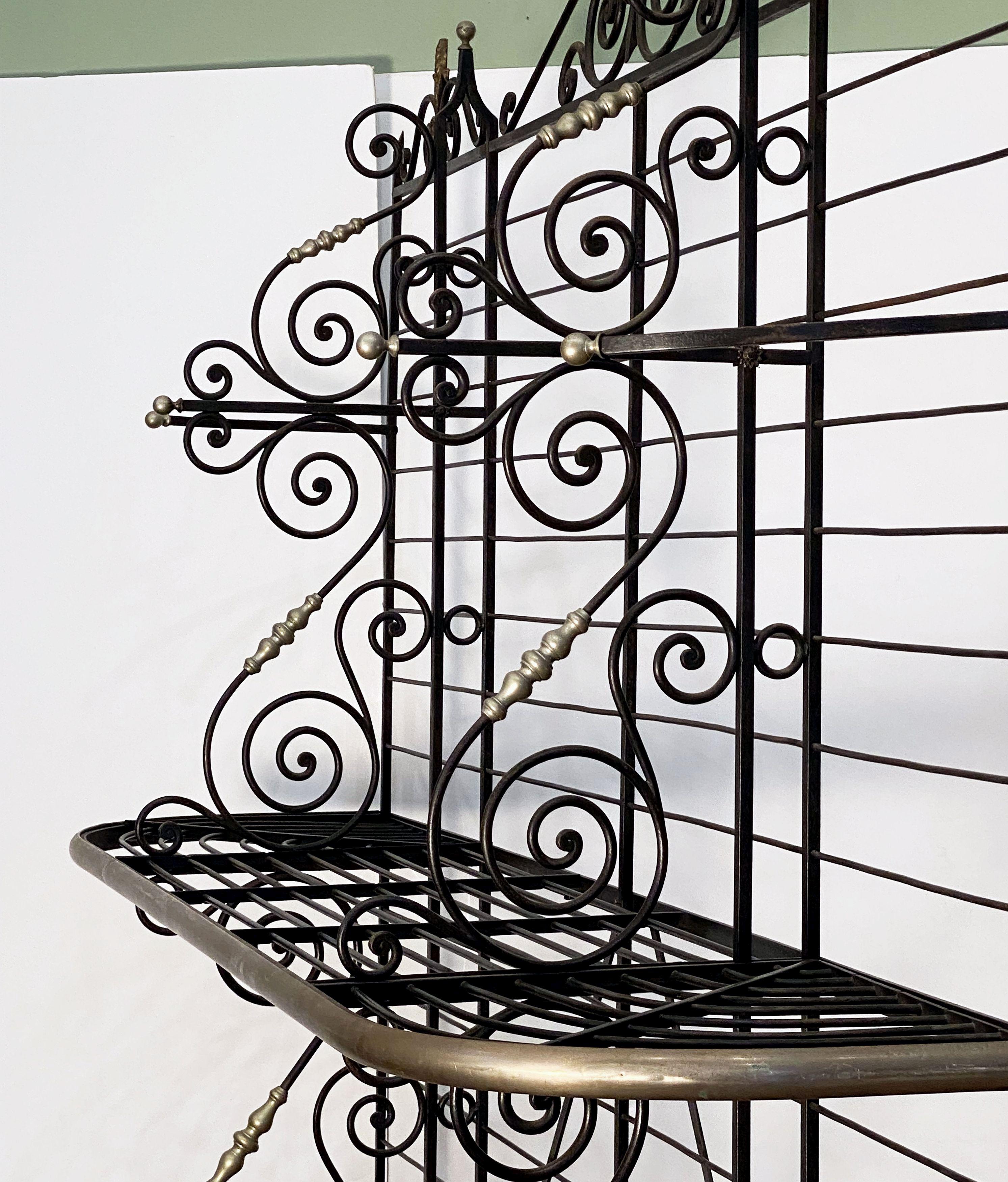 Large French Boulangerie or Baker's Rack of Wrought Iron, Brass, and Nickel 4