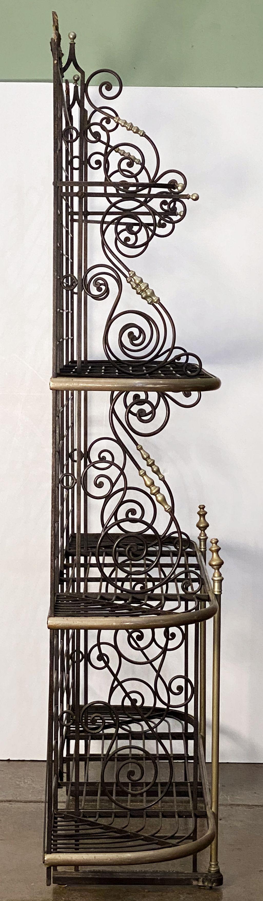 Large French Boulangerie or Baker's Rack of Wrought Iron, Brass, and Nickel 7