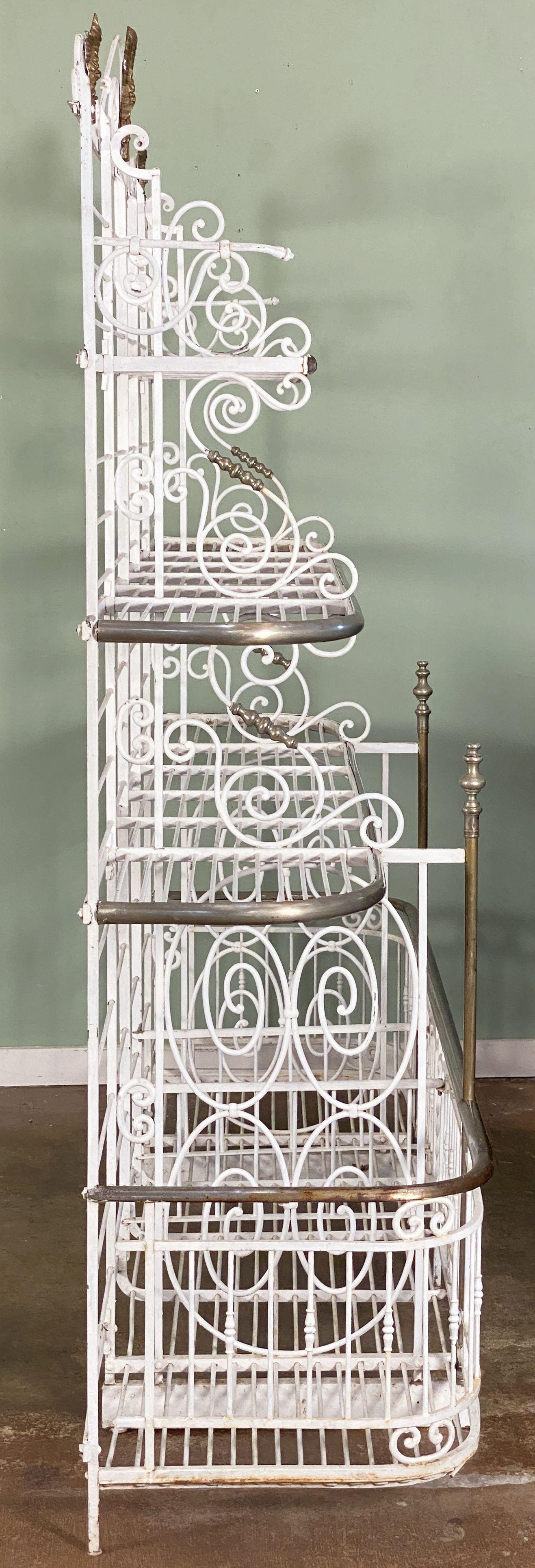 Large French Boulangerie or Baker's Rack of Wrought Iron, Brass, and Nickel For Sale 6