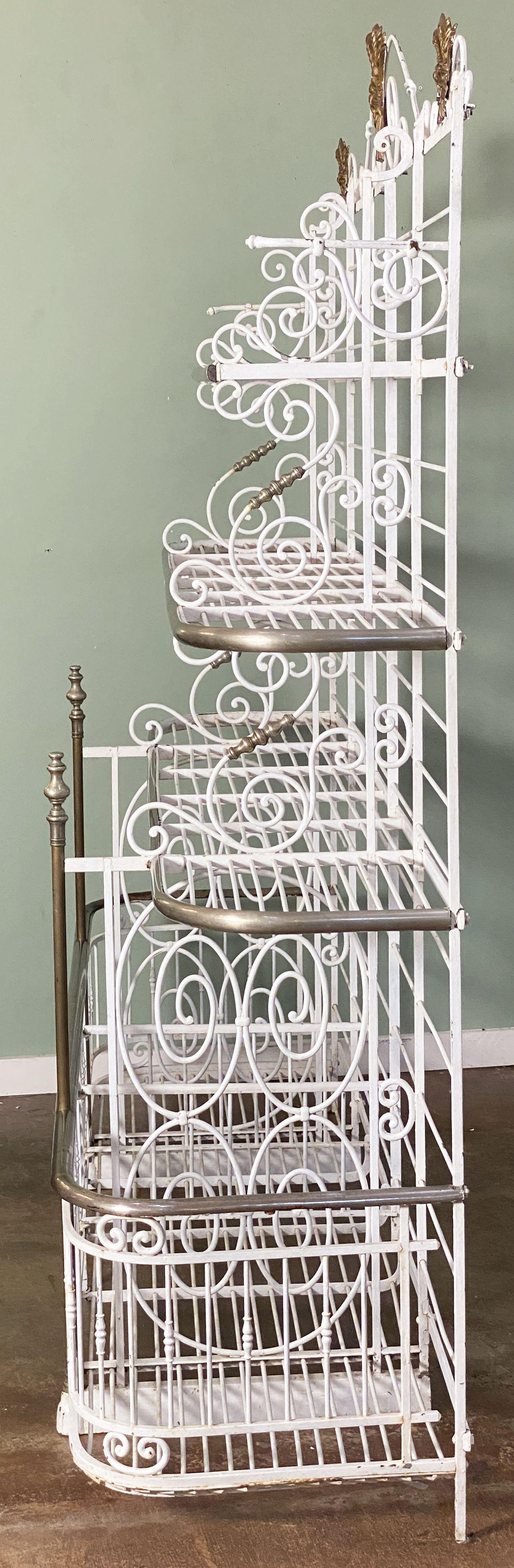 Large French Boulangerie or Baker's Rack of Wrought Iron, Brass, and Nickel For Sale 10