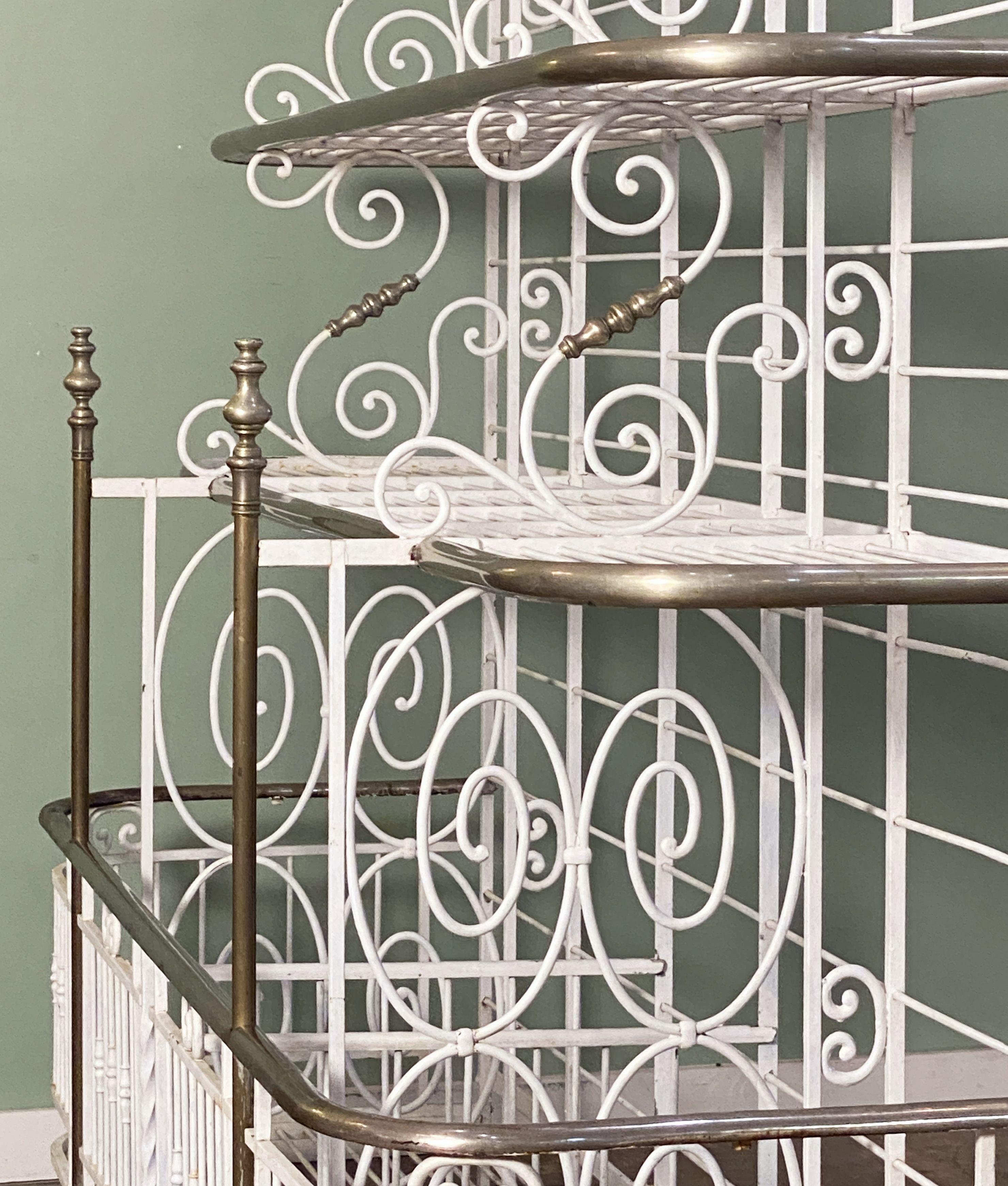 20th Century Large French Boulangerie or Baker's Rack of Wrought Iron, Brass, and Nickel For Sale