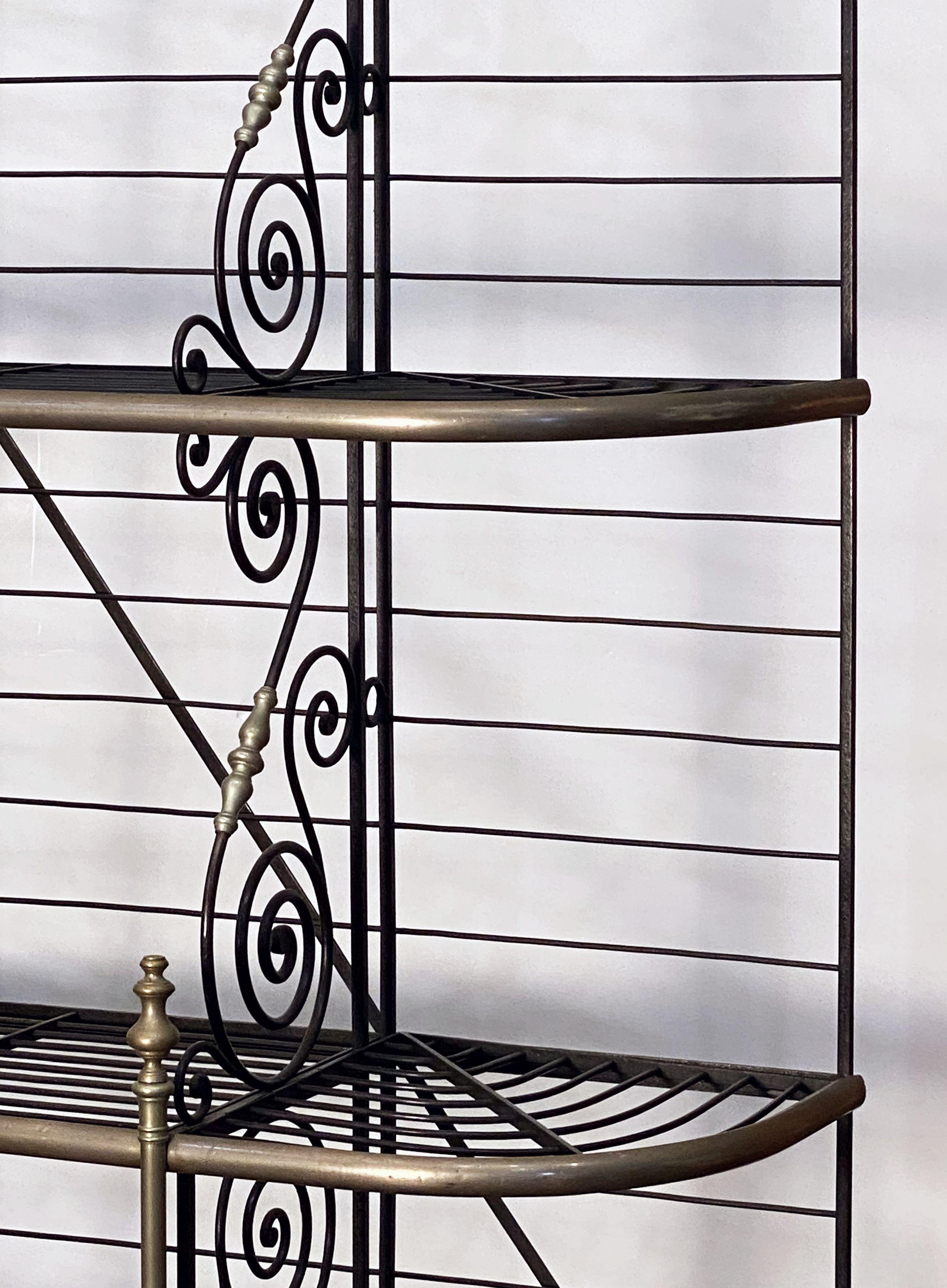 20th Century Large French Boulangerie or Baker's Rack of Wrought Iron, Brass, and Nickel