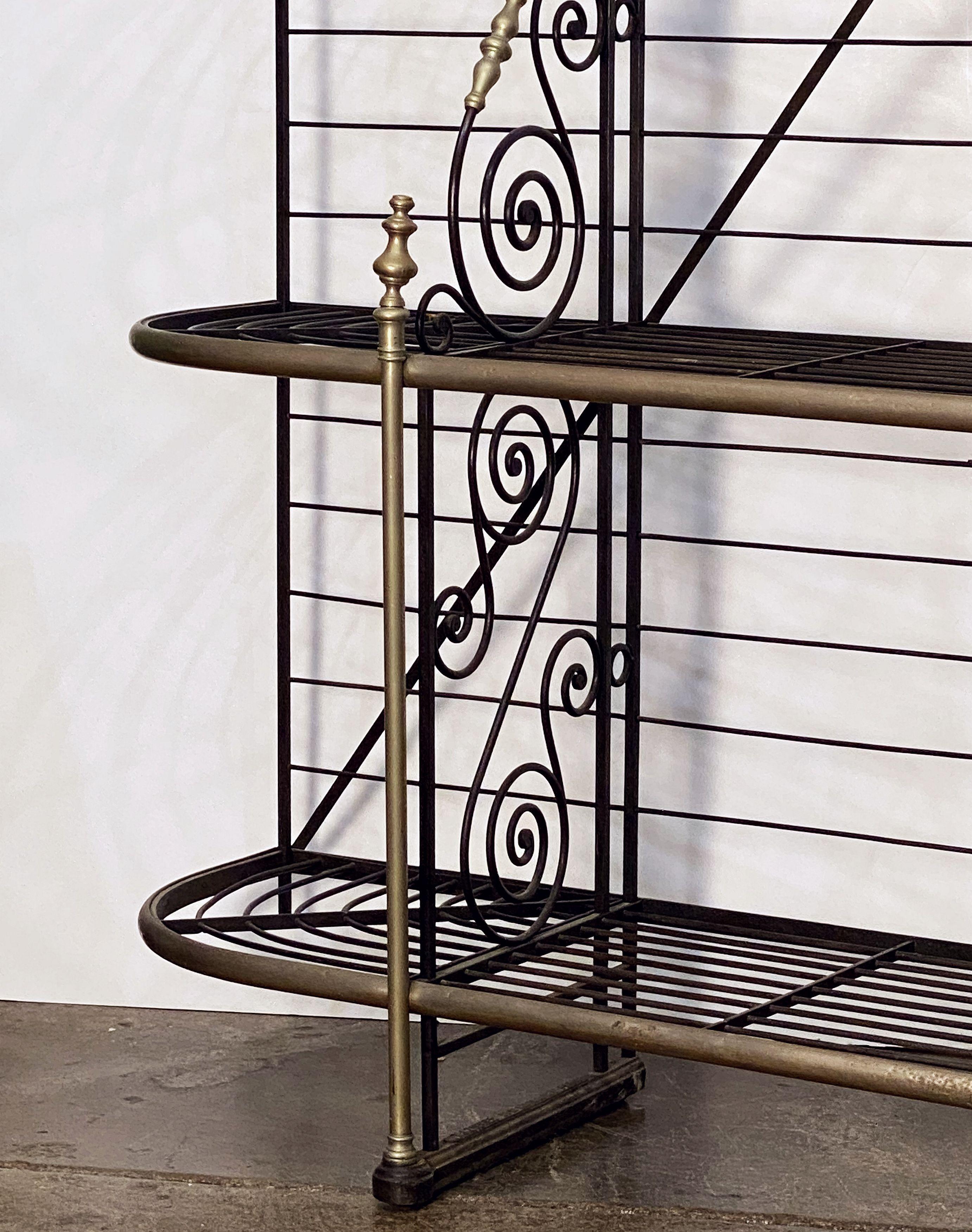 Large French Boulangerie or Baker's Rack of Wrought Iron, Brass, and Nickel 1