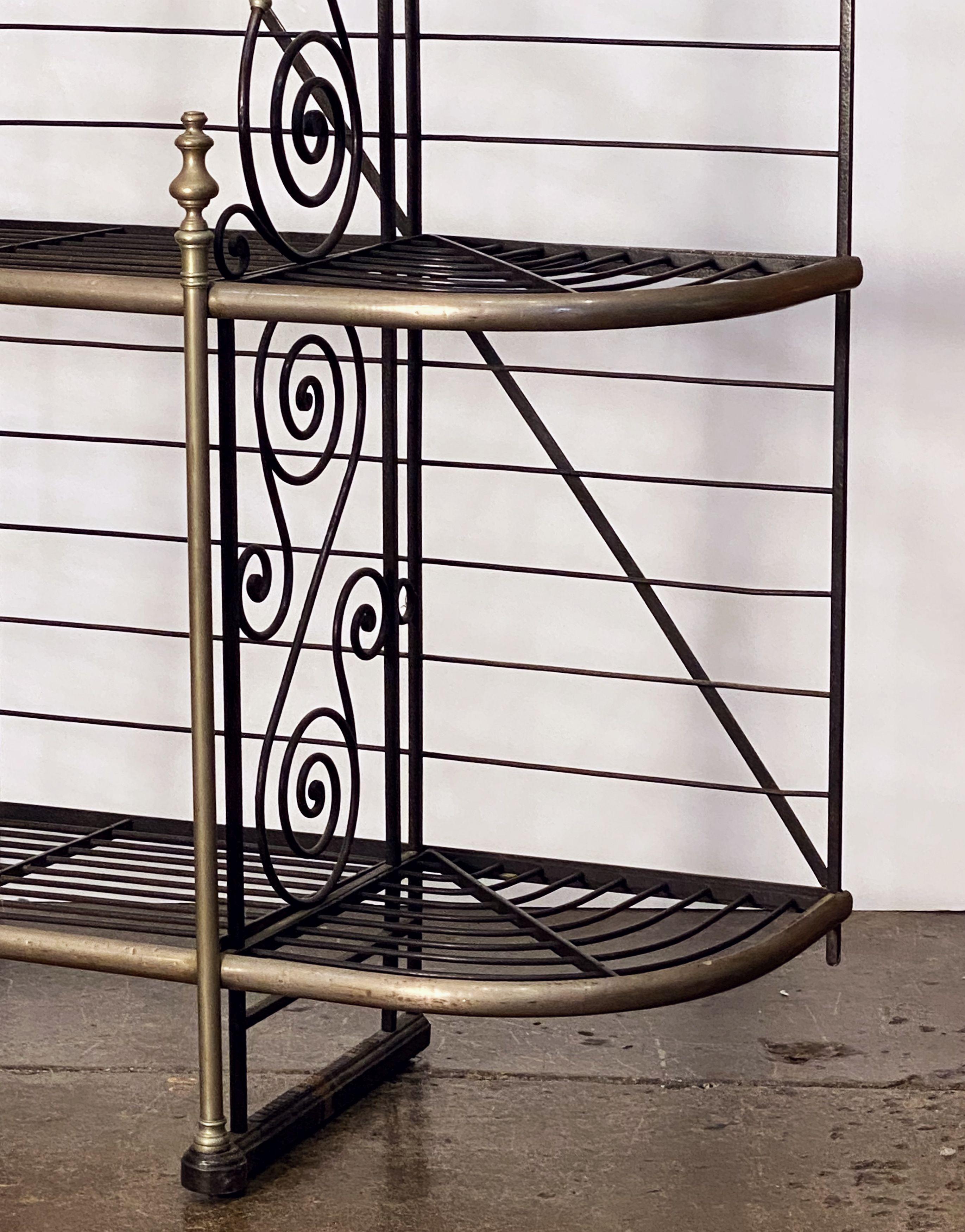 Large French Boulangerie or Baker's Rack of Wrought Iron, Brass, and Nickel 2