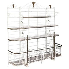 Large French Boulangerie or Baker's Rack of Wrought Iron, Brass, and Nickel