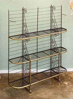 Large French Boulangerie Stand or Baker's Rack of Wrought Iron and Brass