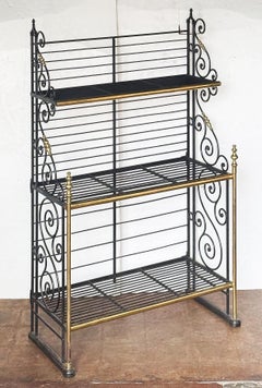 Large French Boulangerie Stand or Baker's Rack of Wrought Iron and Brass