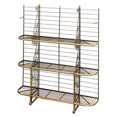 Antique Large French Boulangerie Stand or Baker
s Rack of Wrought Iron and Brass