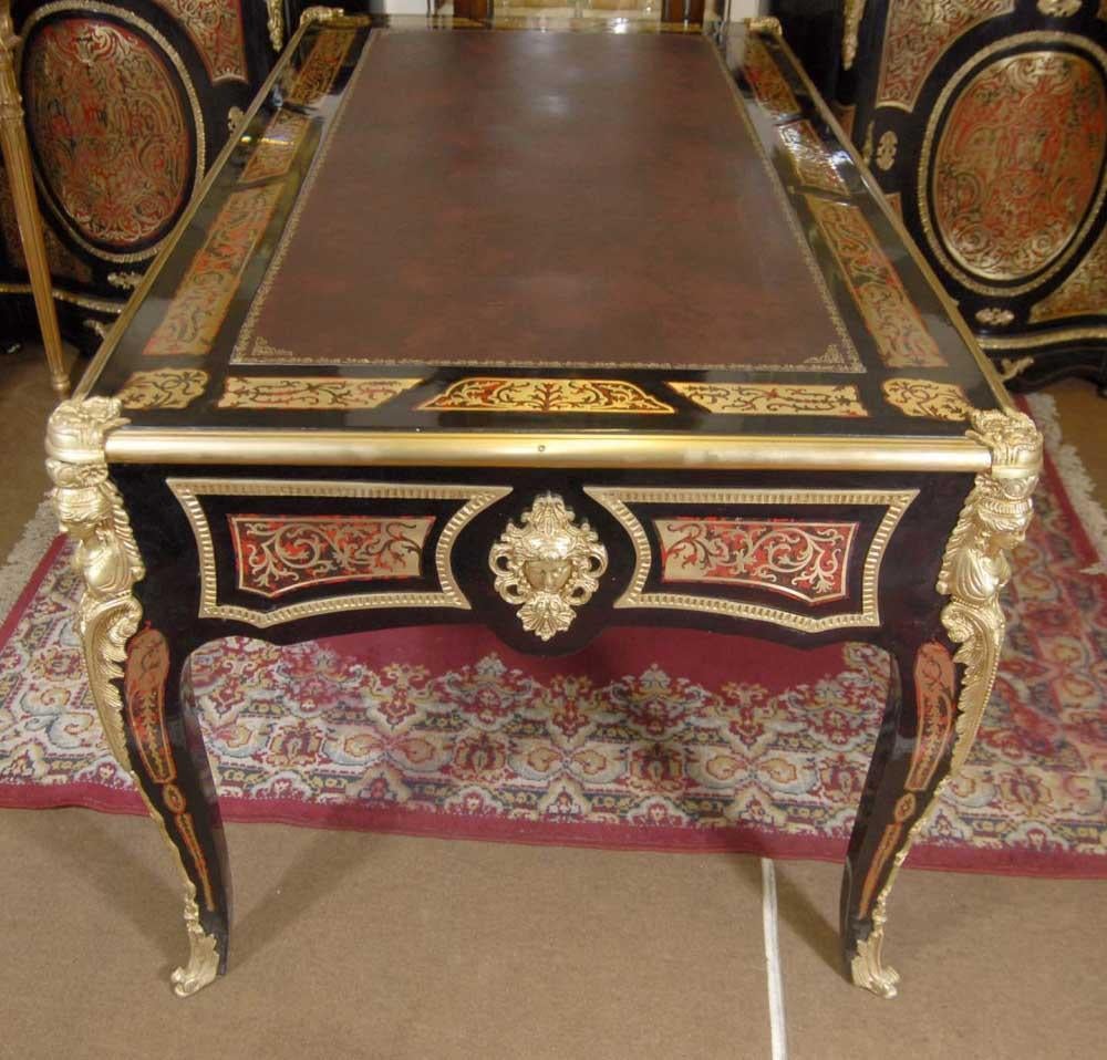 Large French Boulle Inlay Partners Desk Writing Table Desks In Good Condition For Sale In Potters Bar, GB