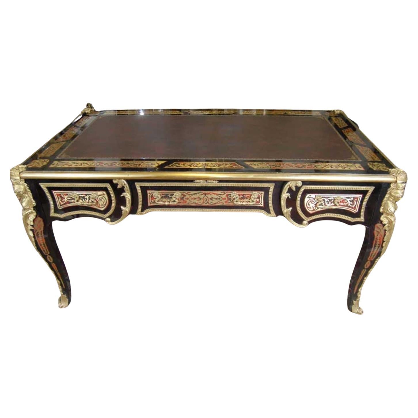 Large French Boulle Inlay Partners Desk Writing Table Desks For Sale