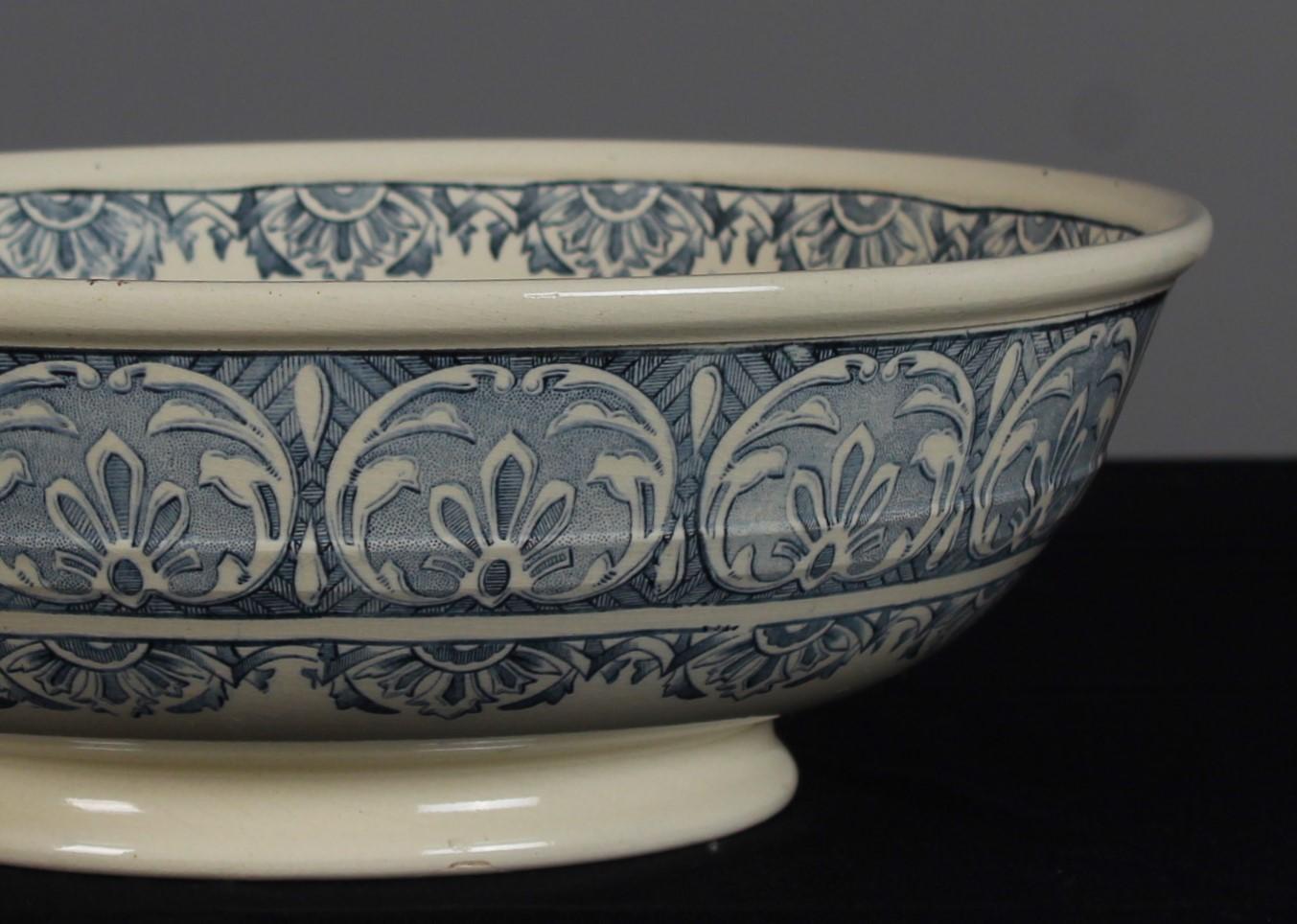 19th Century Large French Bowl, Moorish Style, Stamped 