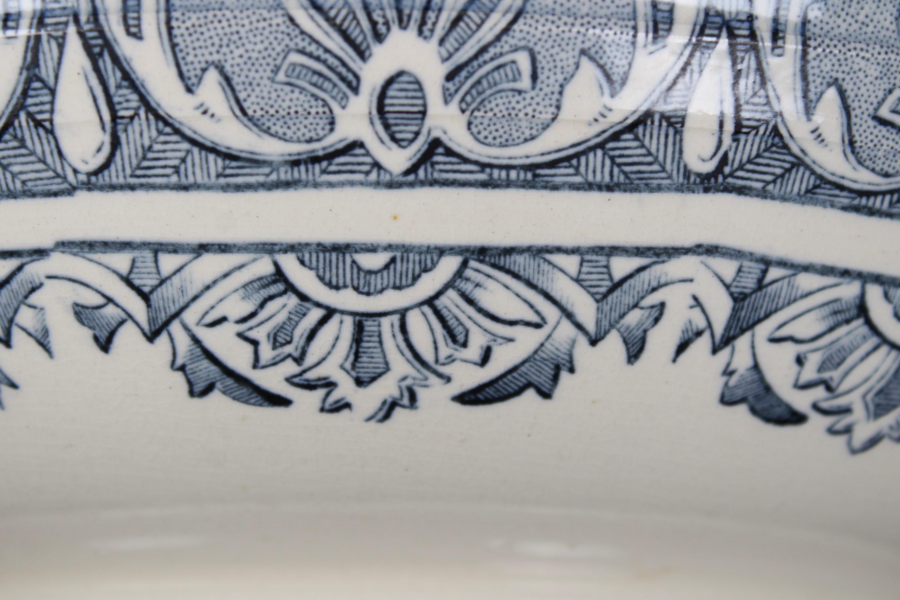 Ceramic Large French Bowl, Moorish Style, Stamped 