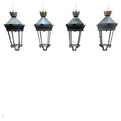 Large French Brass and Copper Parisian Lanterns