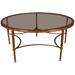 Large French Brass and Glass Coffee Table
