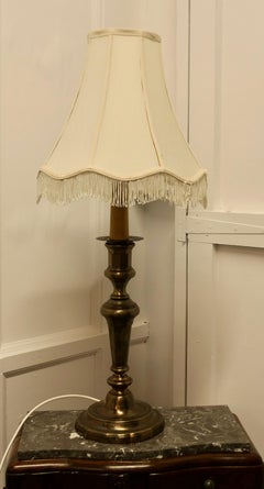 Large French Brass Candlestick Table Lamp