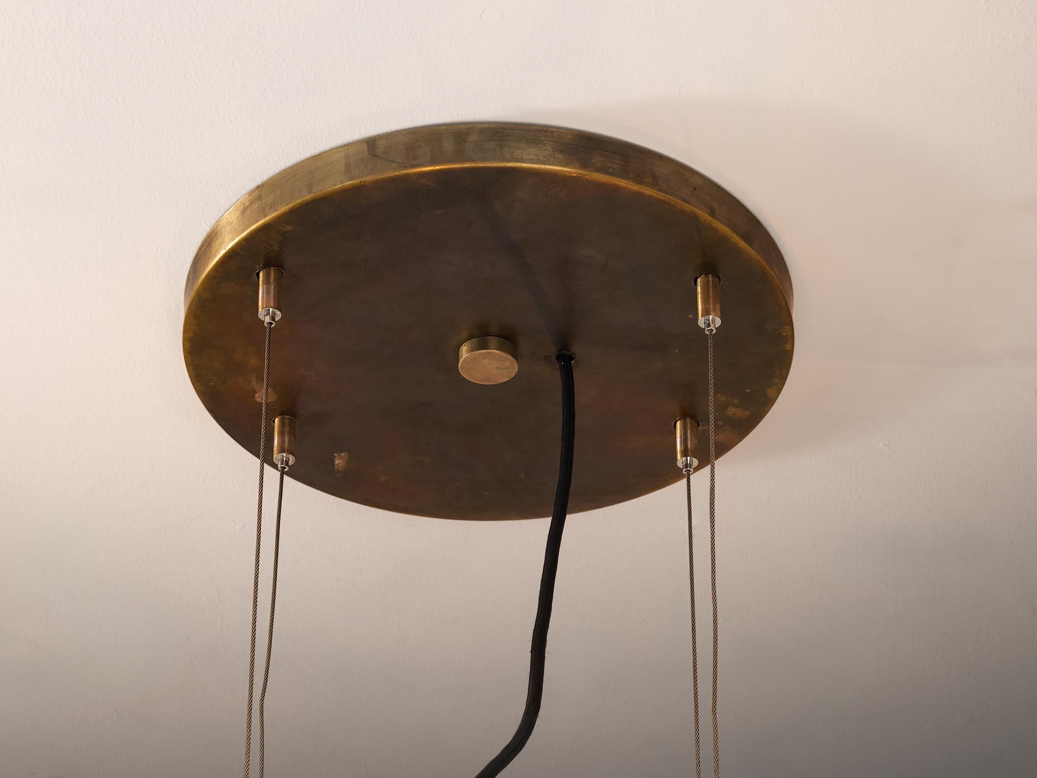 Large French Brass Chandelier with Eighteen Spheres in Glass 3
