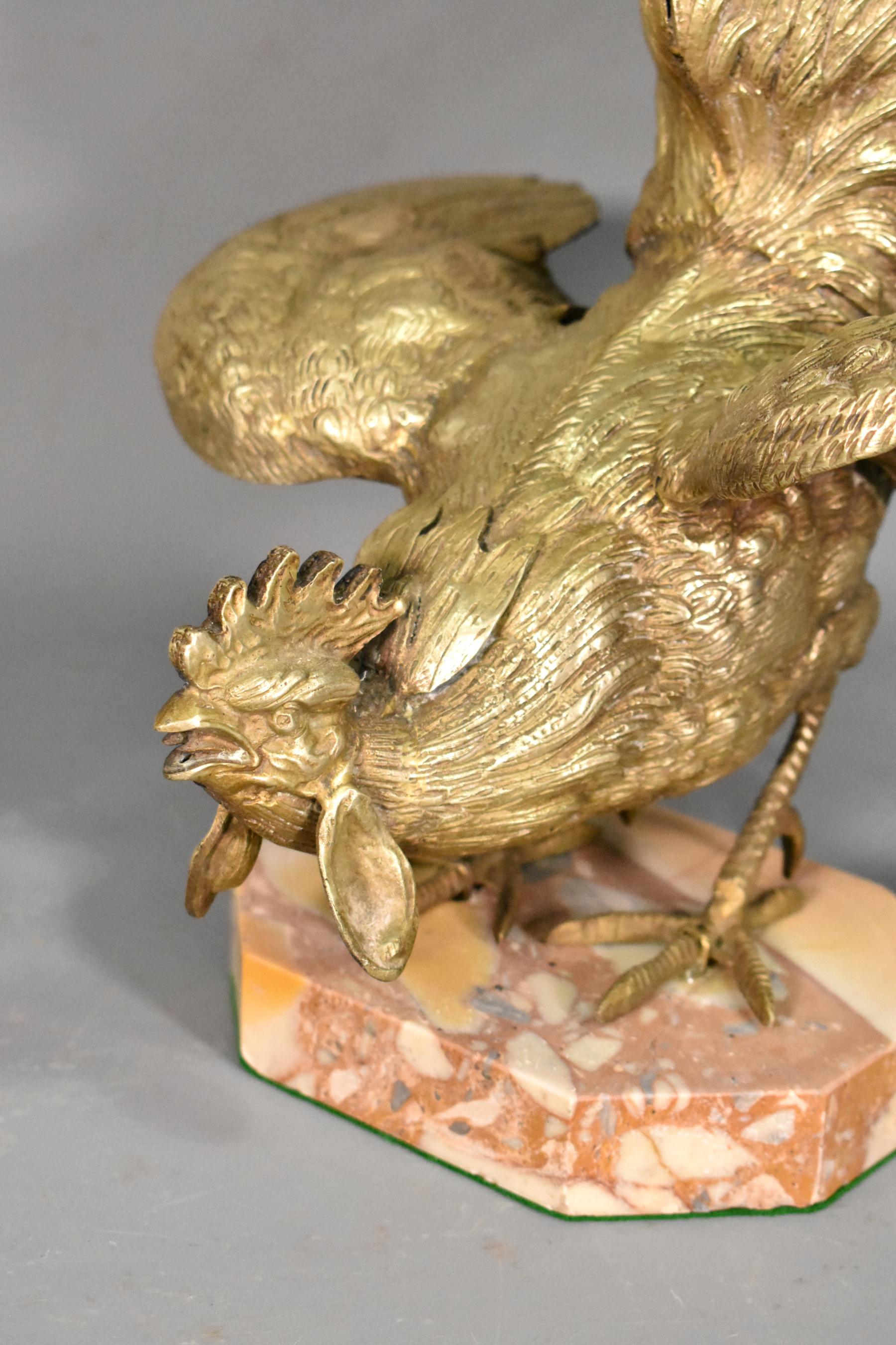 Large French Brass Cockerel Rooster For Sale 1