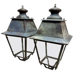 Antique Large French Brass & Copper Lanterns