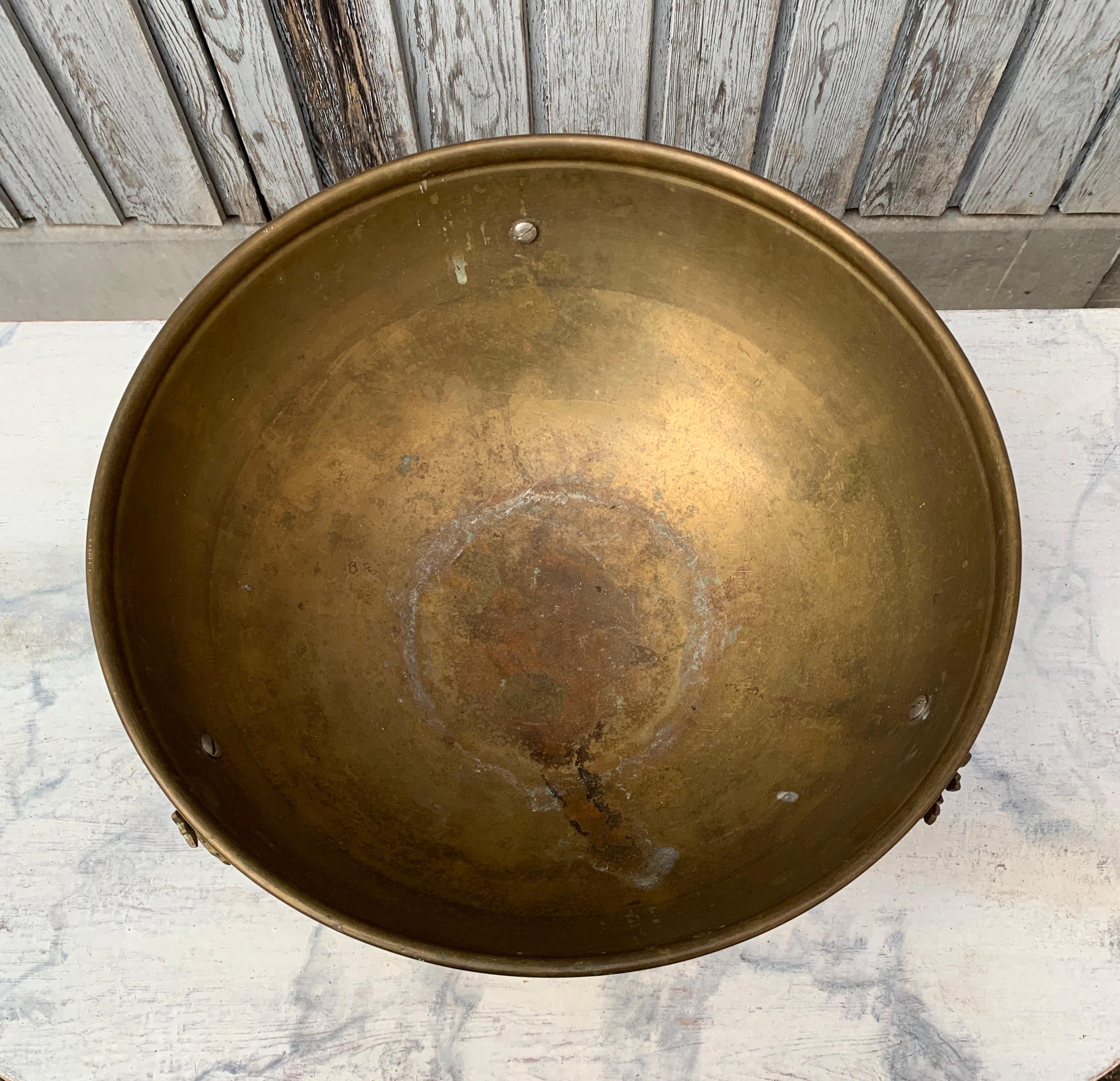 Large French Brass Footed Wine Champagne Bucket 5