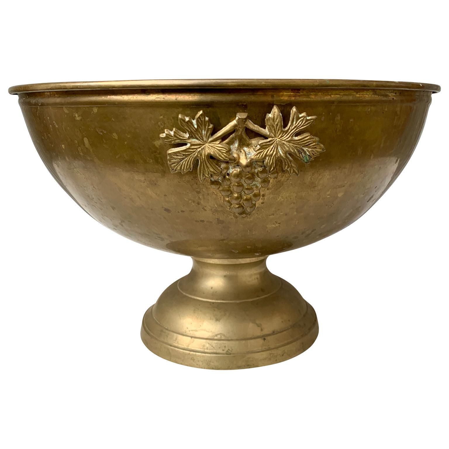 20th Century Large French Brass Footed Wine Champagne Bucket