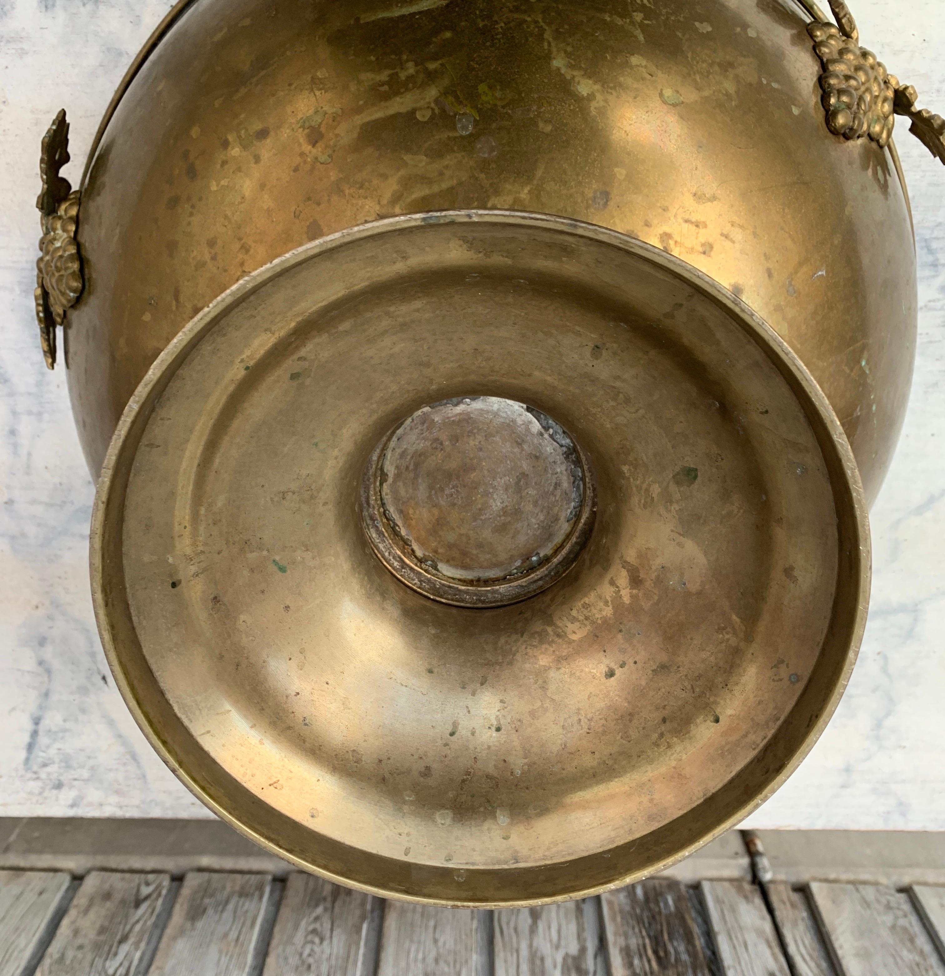 Large French Brass Footed Wine Champagne Bucket 1